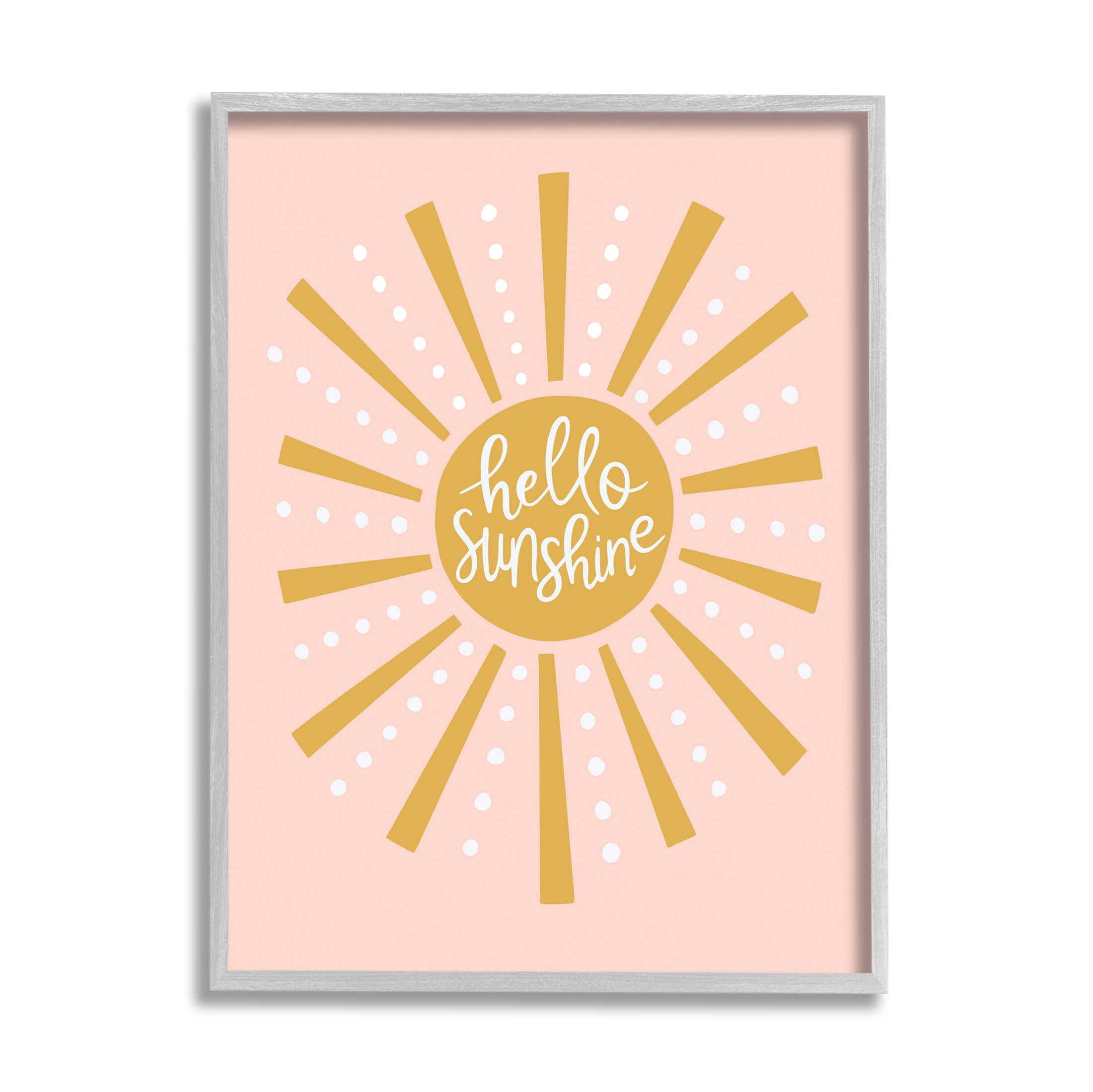Stupell Industries Hello Sunshine Sun Rays Graphic Art Gray Framed Art Print Wall Art, Design by Nina Seven