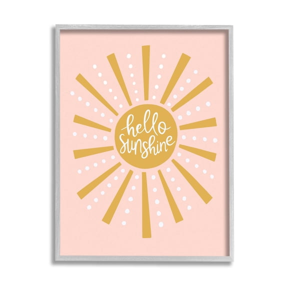 Stupell Industries Hello Sunshine Sun Rays Graphic Art Gray Framed Art Print Wall Art, Design by Nina Seven