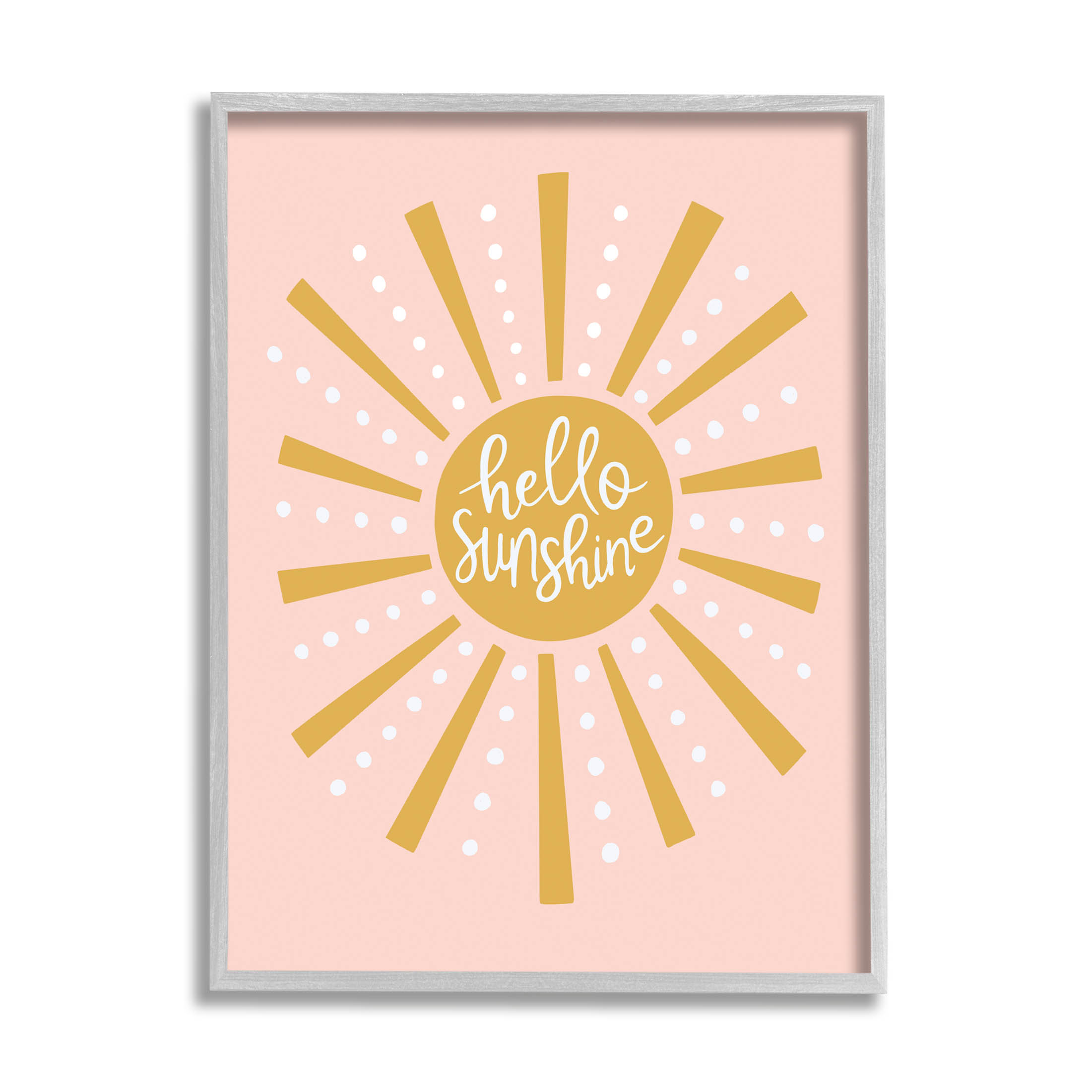 Stupell Industries Hello Sunshine Sun Rays Graphic Art Gray Framed Art Print Wall Art, Design by Nina Seven