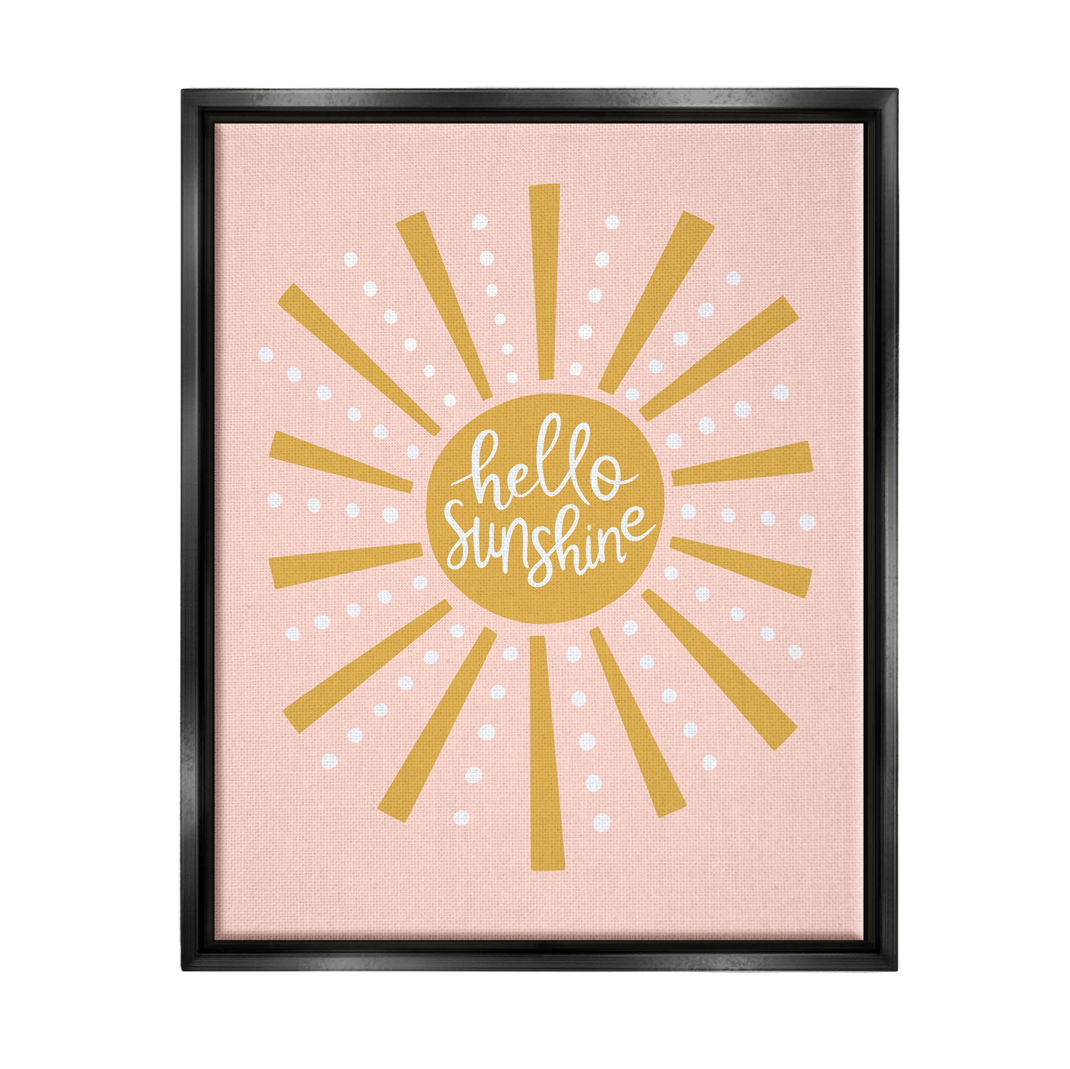 Stupell Industries Hello Sunshine Sun Rays Graphic Art Jet Black Floating Framed Canvas Print Wall Art, Design by Nina Seven