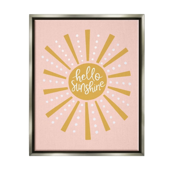 Stupell Industries Hello Sunshine Sun Rays Graphic Art Luster Gray Floating Framed Canvas Print Wall Art, Design by Nina Seven