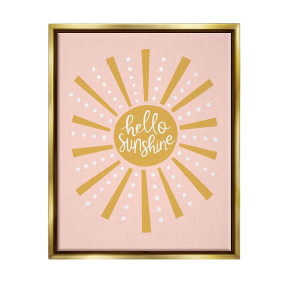 Stupell Industries Hello Sunshine Sun Rays Graphic Art Metallic Gold Floating Framed Canvas Print Wall Art, Design by Nina Seven
