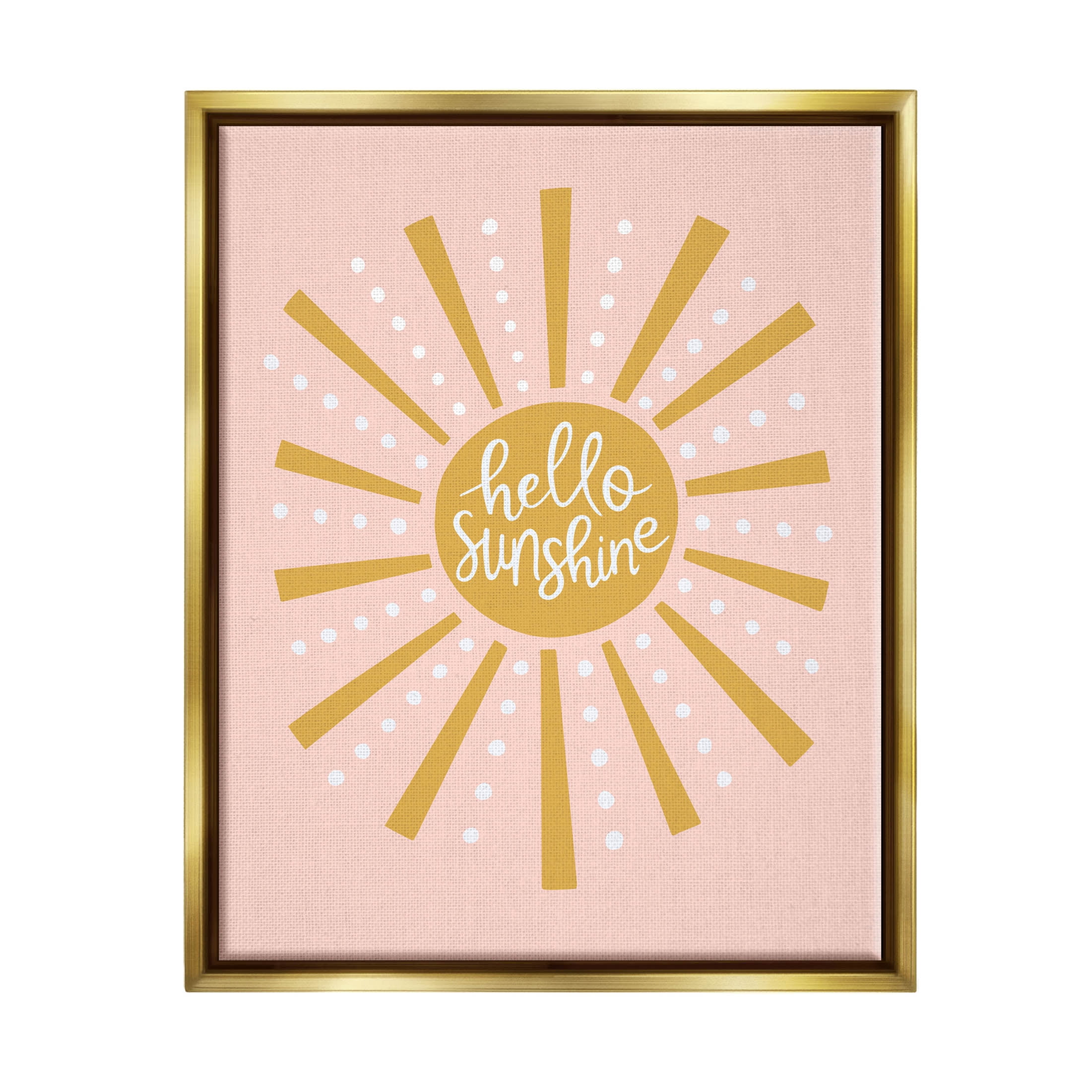 Stupell Industries Hello Sunshine Sun Rays Graphic Art Metallic Gold Floating Framed Canvas Print Wall Art, Design by Nina Seven