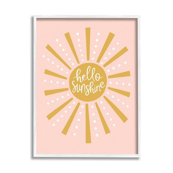 Stupell Industries Hello Sunshine Sun Rays Graphic Art White Framed Art Print Wall Art, Design by Nina Seven