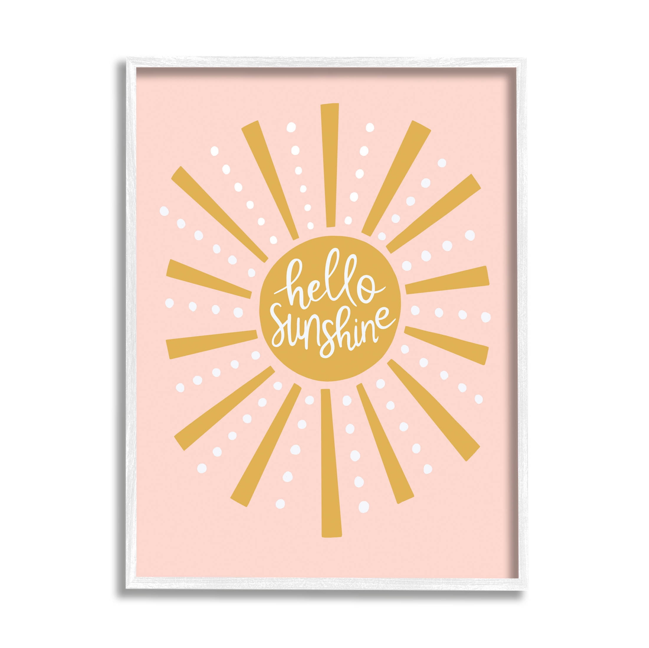 Stupell Industries Hello Sunshine Sun Rays Graphic Art White Framed Art Print Wall Art, Design by Nina Seven