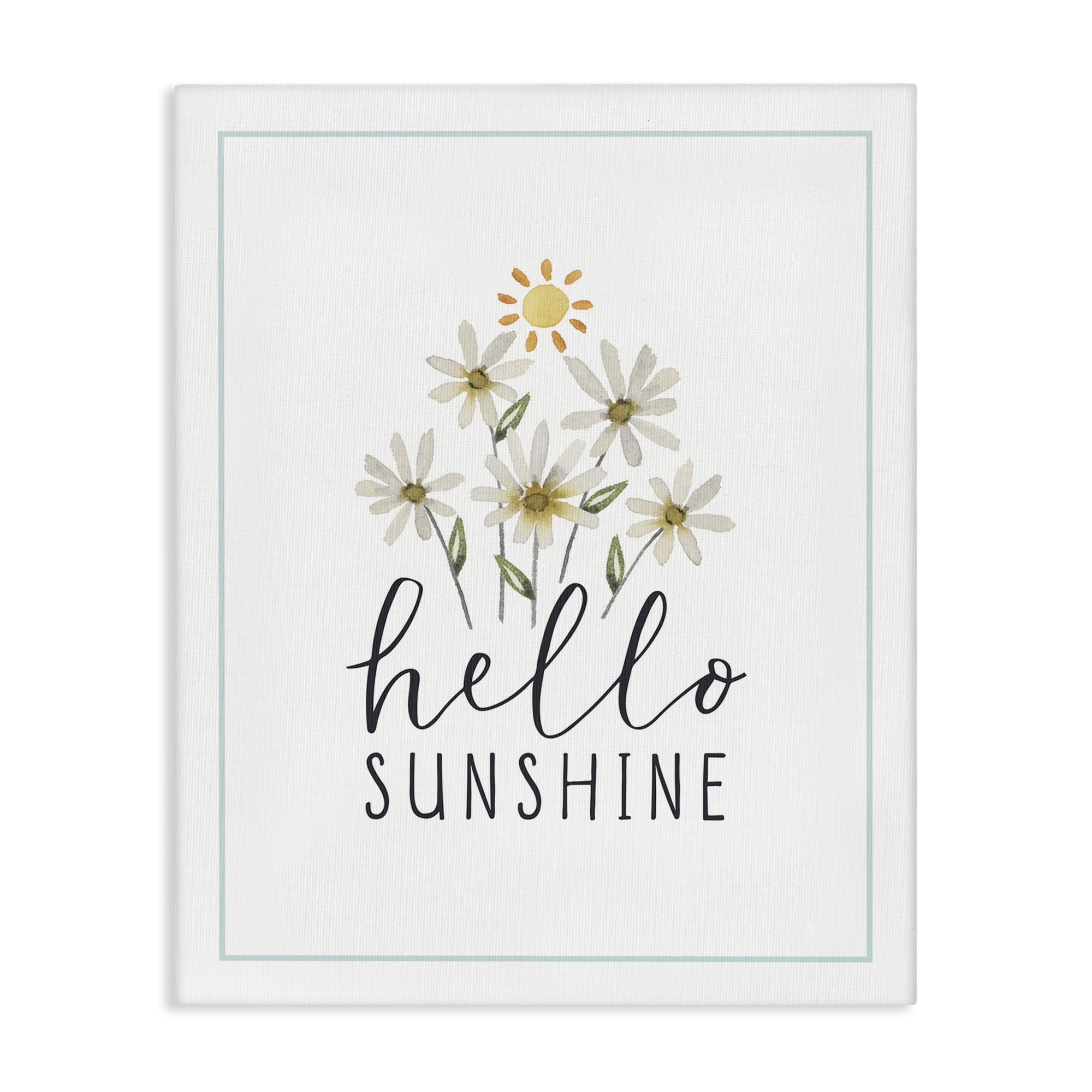 Stupell Industries Hello Sunshine with Daisies Botanical & Floral Painting Gallery Wrapped Canvas Art Print Wall Art, 30 x 40