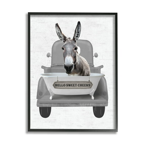Stupell Industries Hello Sweet Cheeks Donkey Animals & Insects Painting Black Framed Art Print Wall Art, 11 x 14