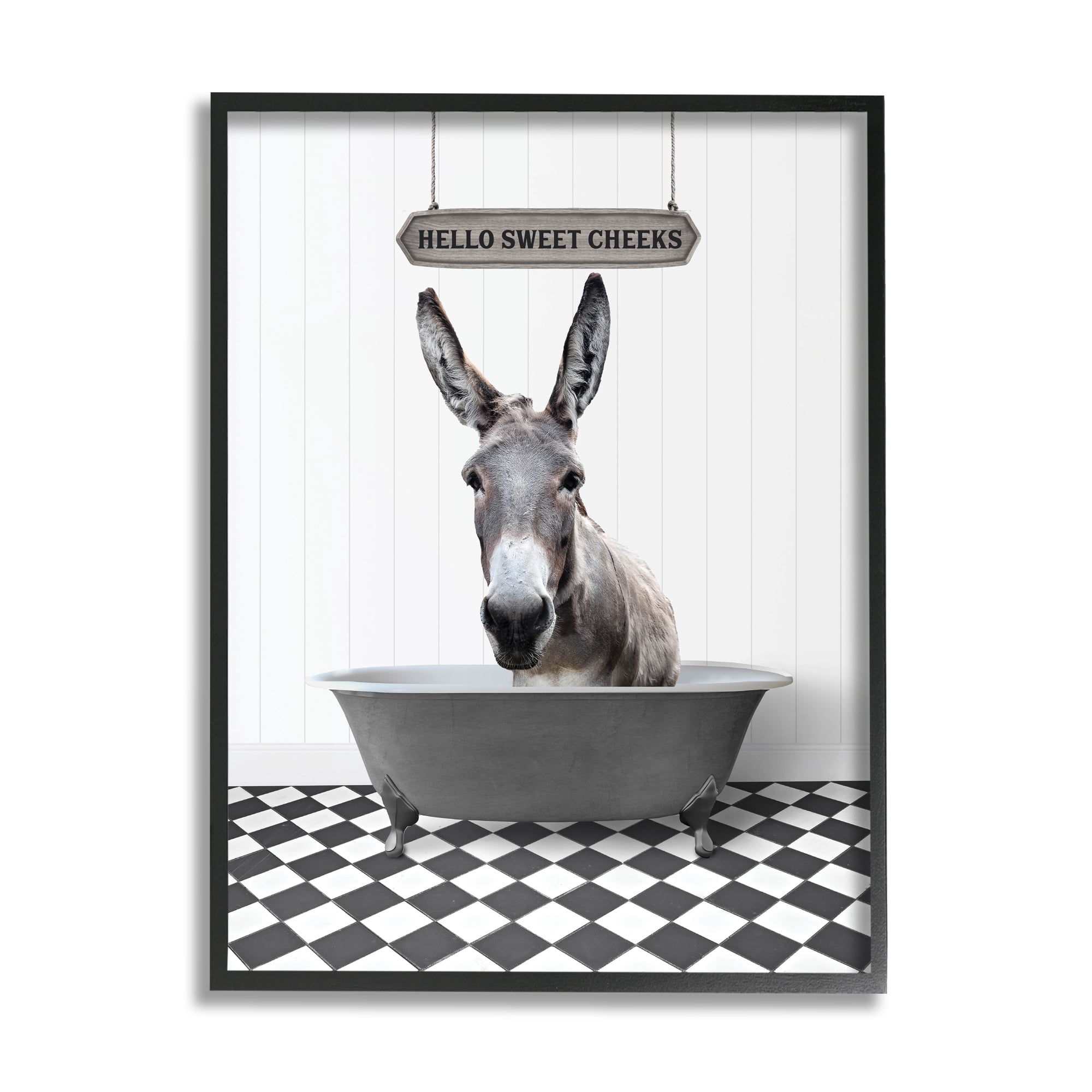 Stupell Industries Hello Sweet Cheeks Farmhouse Animals & Insects Painting Black Framed Art Print Wall Art, 11 x 14