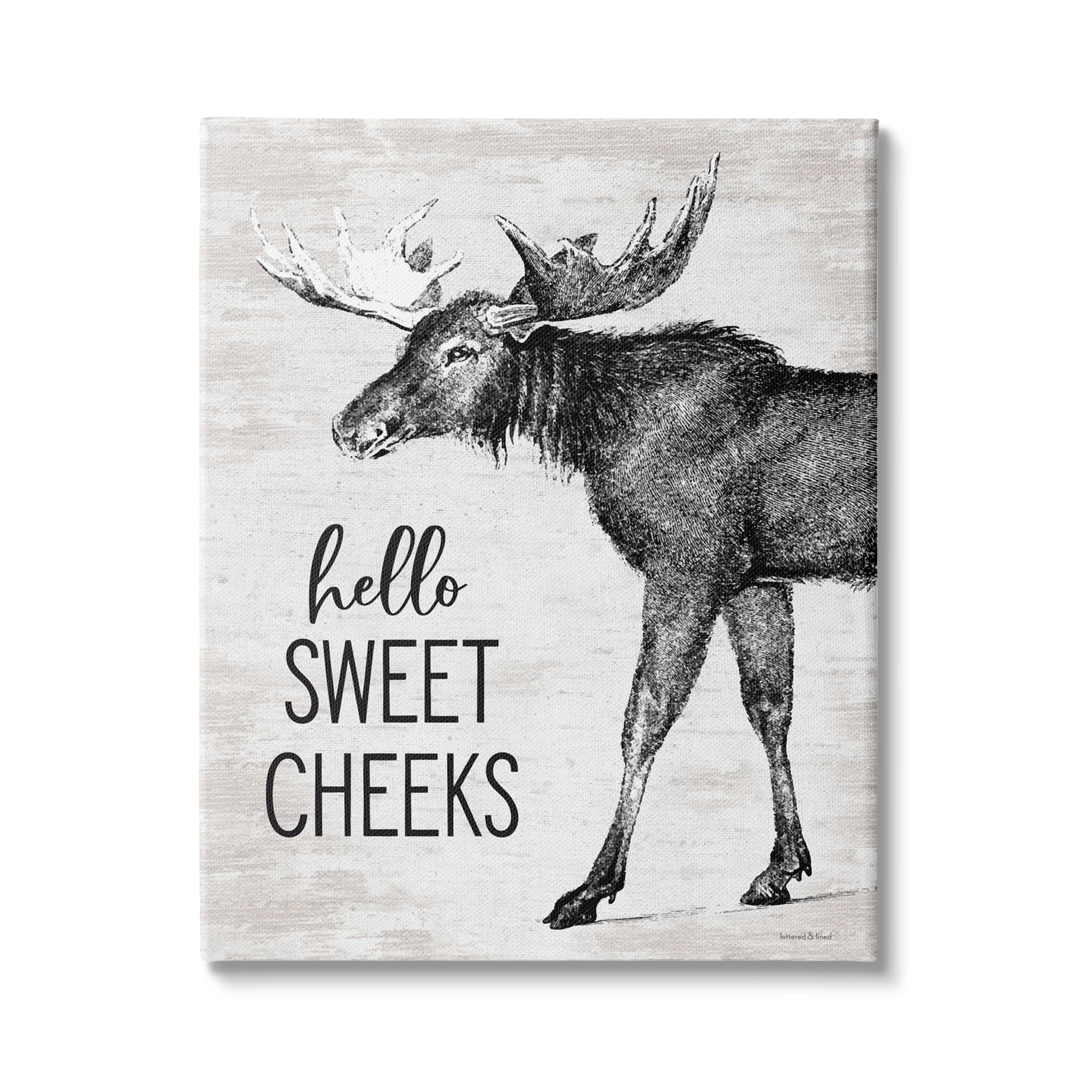 Stupell Industries Hello Sweet Cheeks Funny Bathroom Humor Rustic Moose, 24 x 30, Design by Lettered and Lined