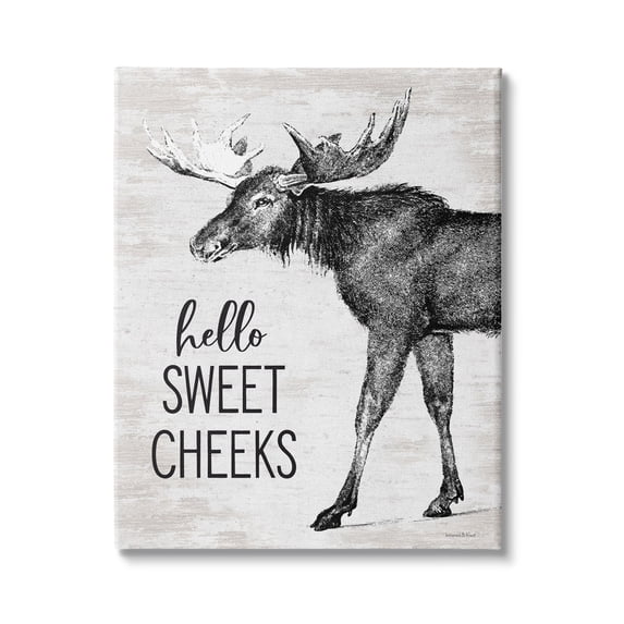 Stupell Industries Hello Sweet Cheeks Funny Bathroom Humor Rustic Moose, 30 x 40, Design by Lettered and Lined