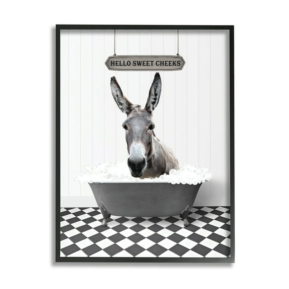 Stupell Industries Hello Sweet Cheeks Phrase Animals & Insects Painting Black Framed Art Print Wall Art, 11 x 14