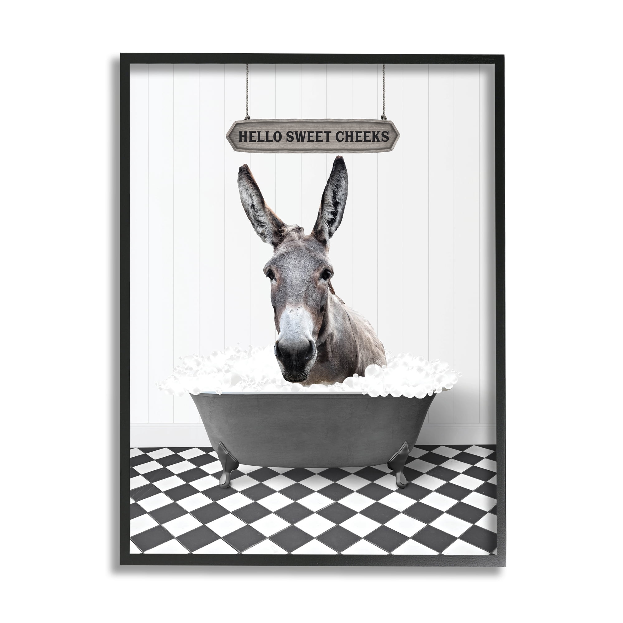 Stupell Industries Hello Sweet Cheeks Phrase Animals & Insects Painting Black Framed Art Print Wall Art, 16 x 20