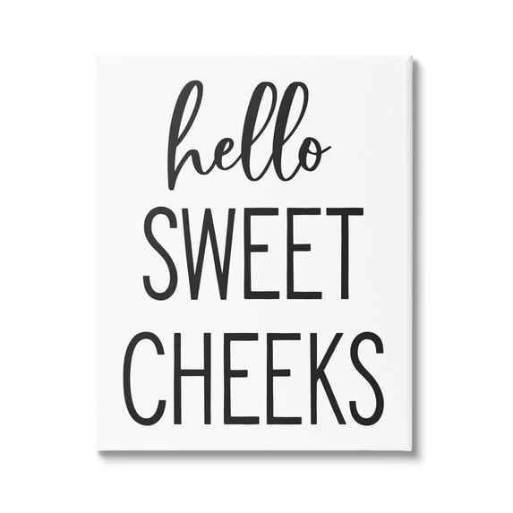 Stupell Industries Hello Sweet Cheeks Silly Bathroom Washroom Humor Graphic Art Gallery Wrapped Canvas Print Wall Art, Design by Lettered and Lined