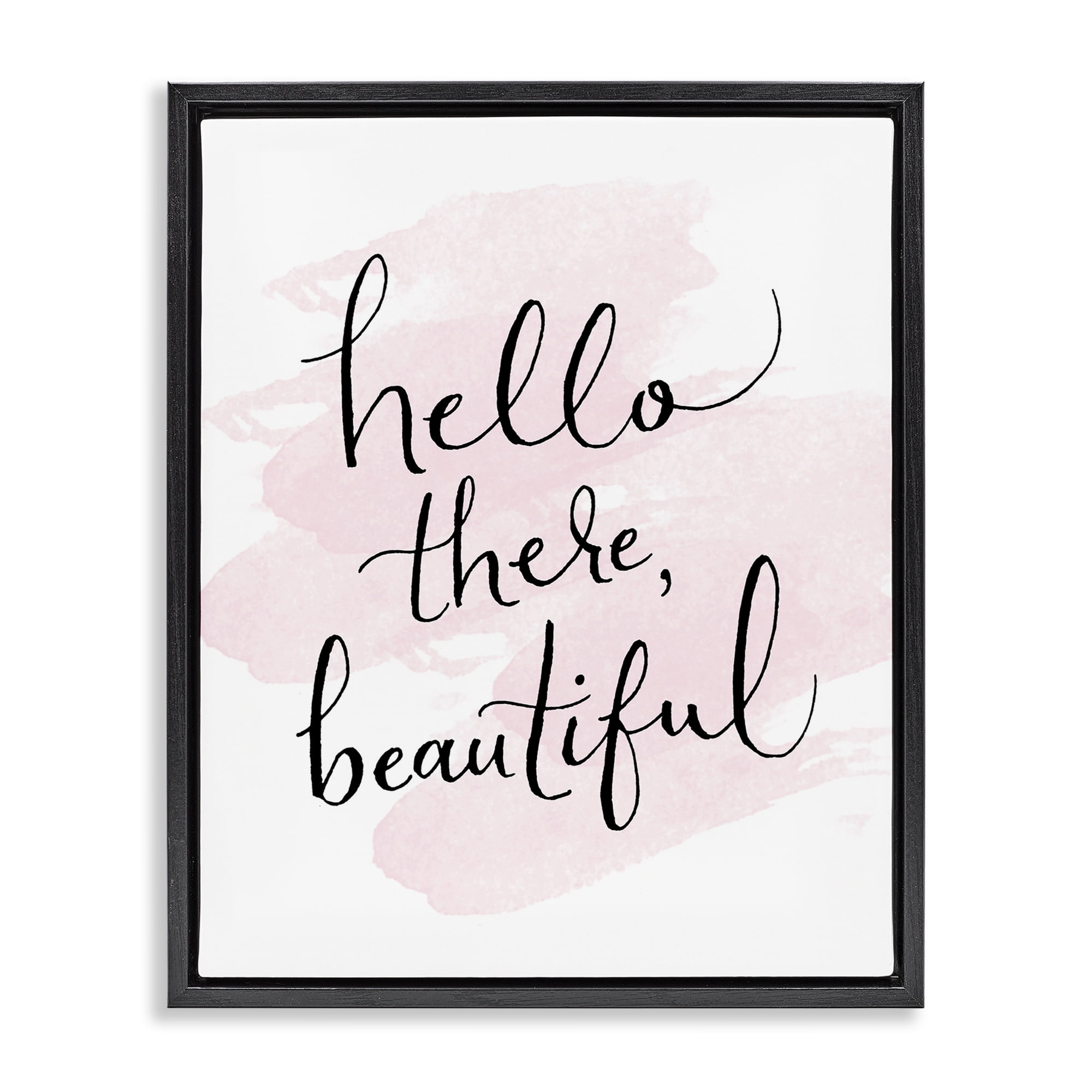 Stupell Industries Hello There Beautiful Beauty & Fashion Painting Black Floater Framed Art Print Wall Art, 17 x 21