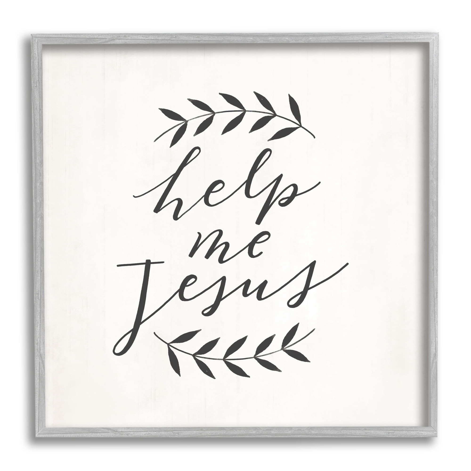 Stupell Industries Help Me Jesus Simple Foliage Minimal Farmhouse,17 x 17, Design by Loni Harris