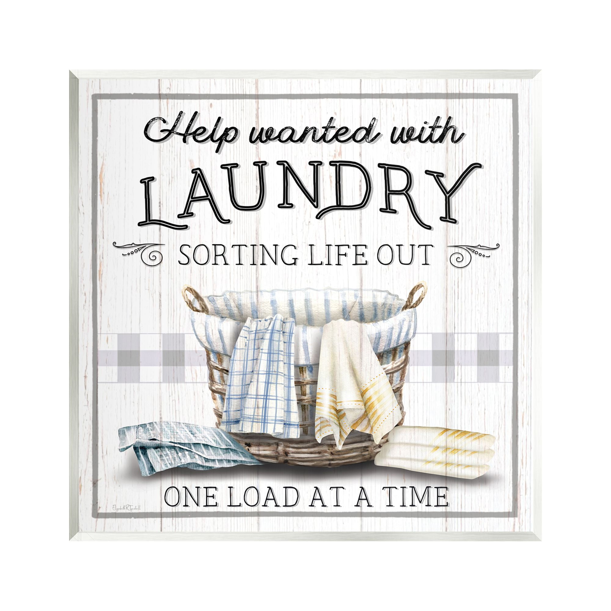 Stupell Industries Help Wanted Laundry Basket Typography Painting Unframed Art Print Wall Art, 12 x 12