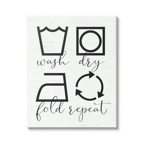 Stupell Industries Helpful Laundry Symbol Calligraphy Guide Chart Graphic Art Gallery Wrapped Canvas Print Wall Art, Design by Lettered and Lined