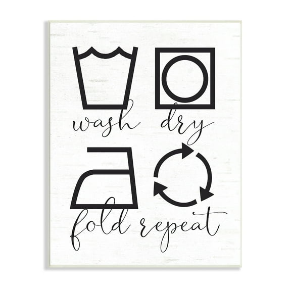 Stupell Industries Helpful Laundry Symbol Calligraphy Guide Chart Graphic Art Unframed Art Print Wall Art, Design by Lettered and Lined