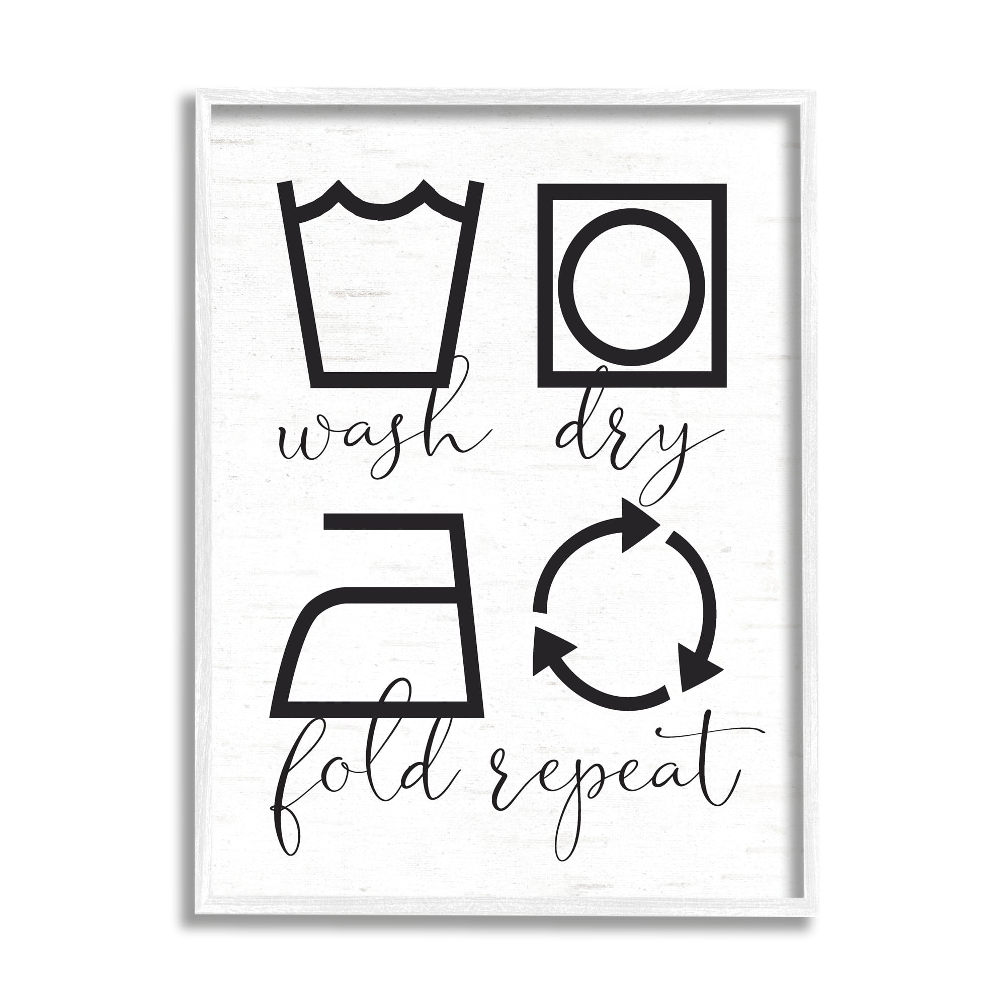 Stupell Industries Helpful Laundry Symbol Calligraphy Guide Chart Graphic Art White Framed Art Print Wall Art, Design by Lettered and Lined