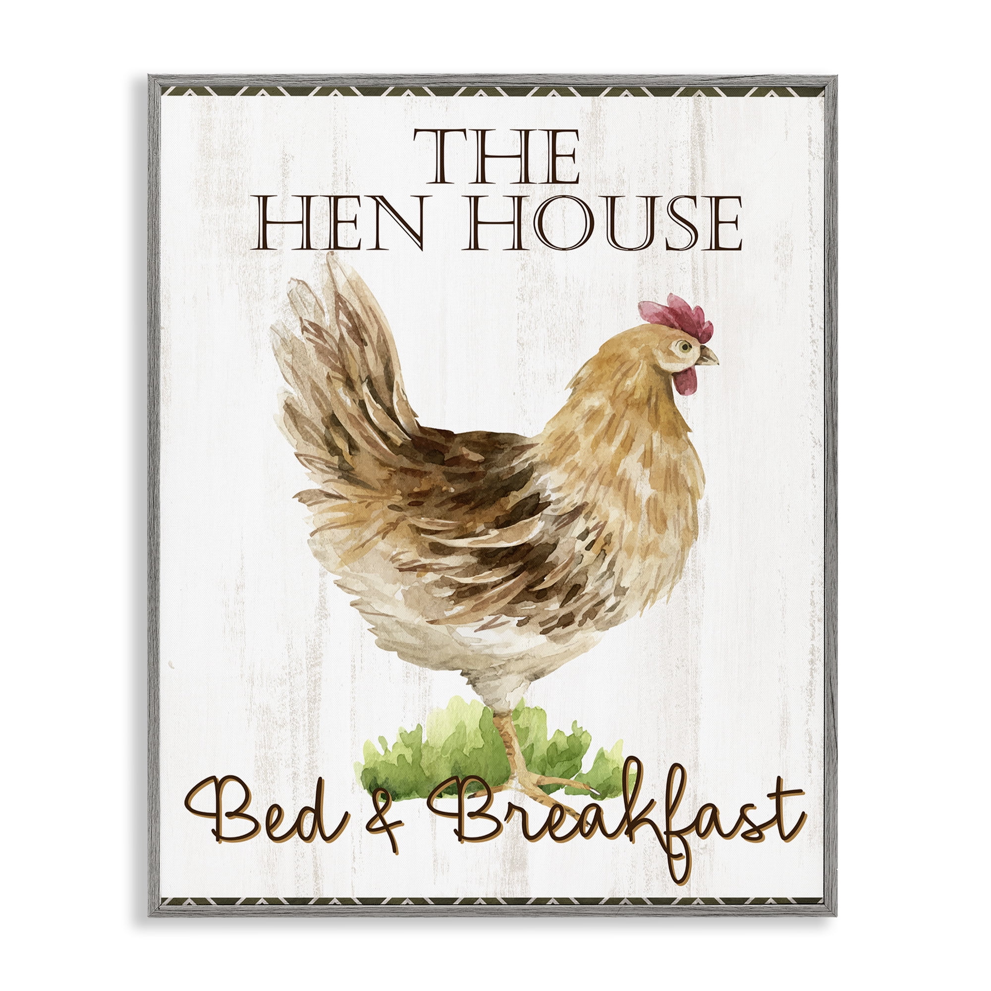 Stupell Industries Hen House Bed and Breakfast Gray Framed Giclee Art, design by Anne Bailey