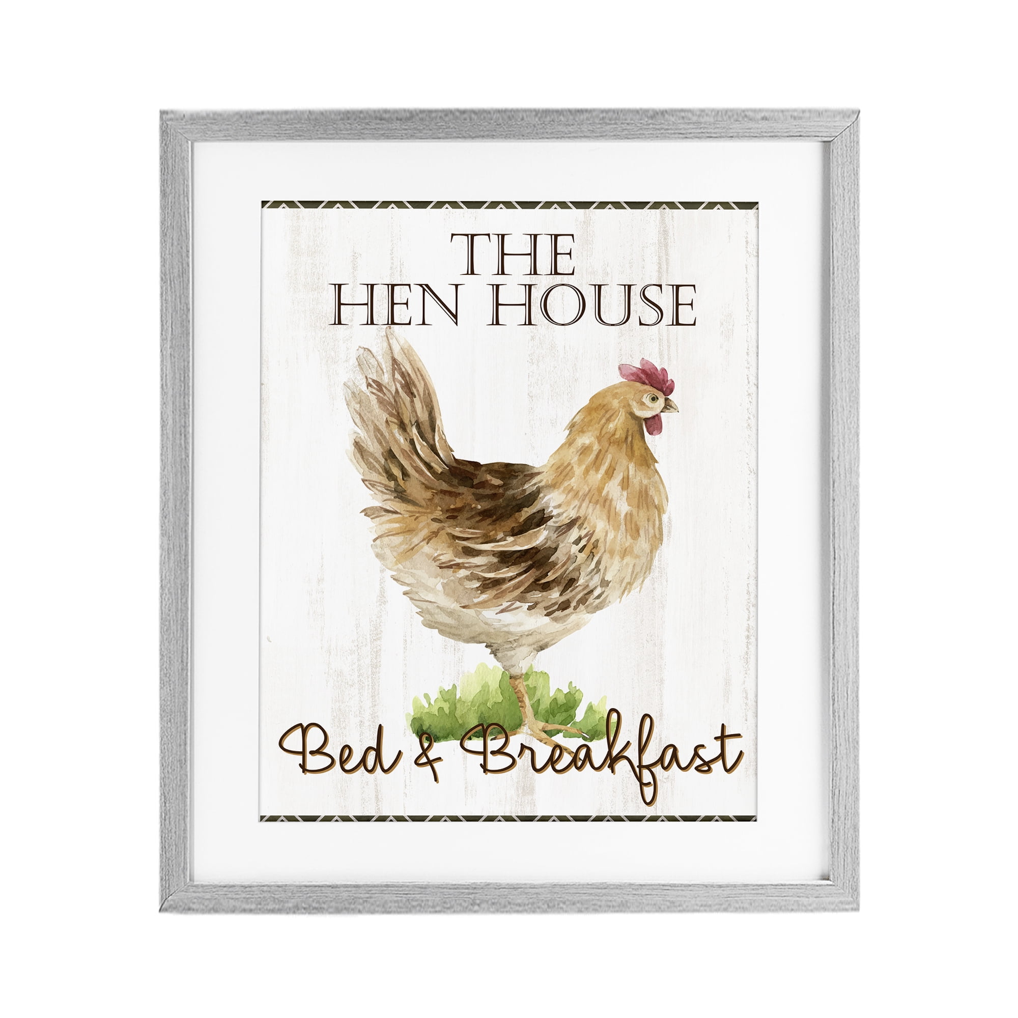 Stupell Industries Hen House Bed and Breakfast Gray Framed Print Under Glass, design by Anne Bailey