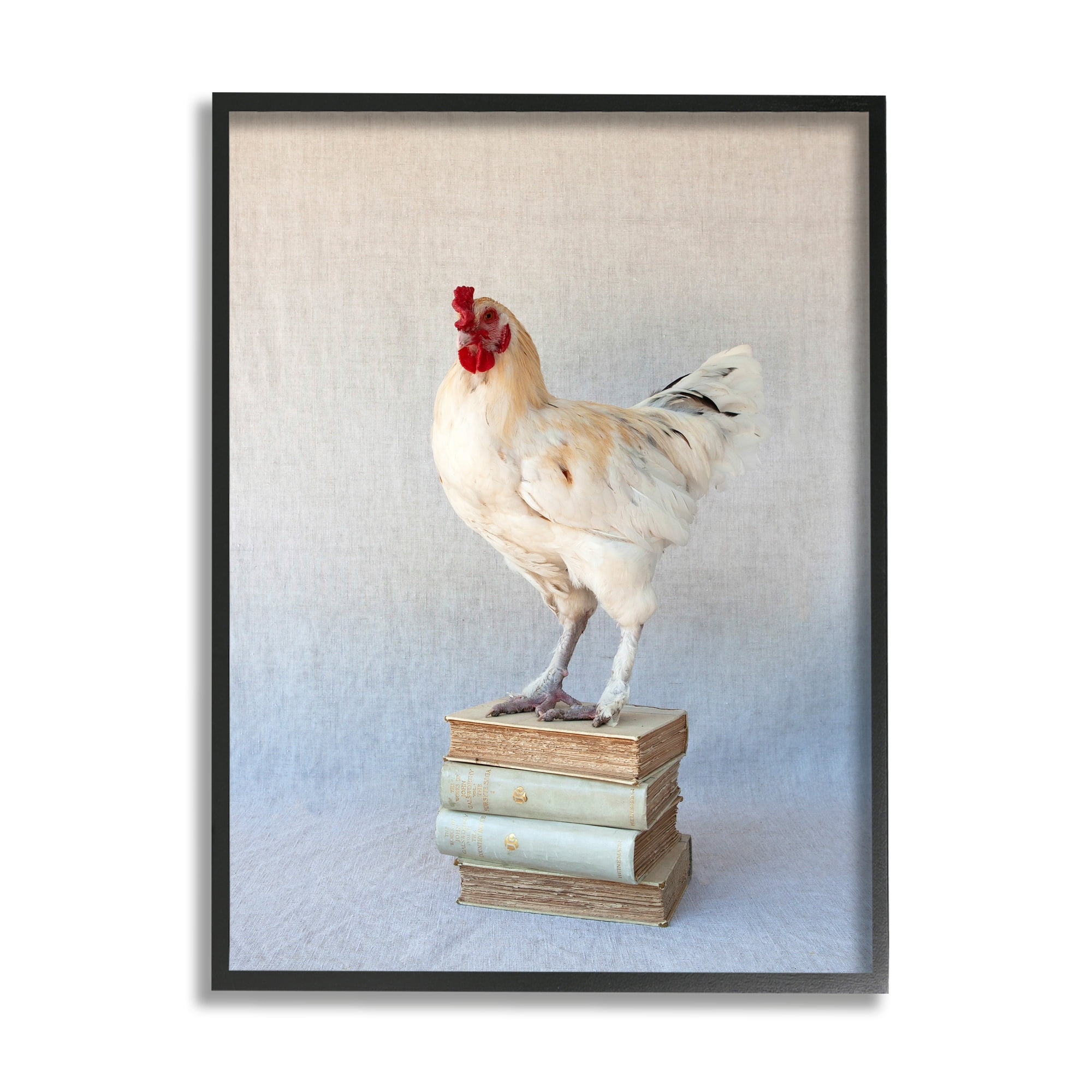 Stupell Industries Hen Vintage Novel Tomes Bird Standing on Literature,24 x 30, Design by Tania Soderman
