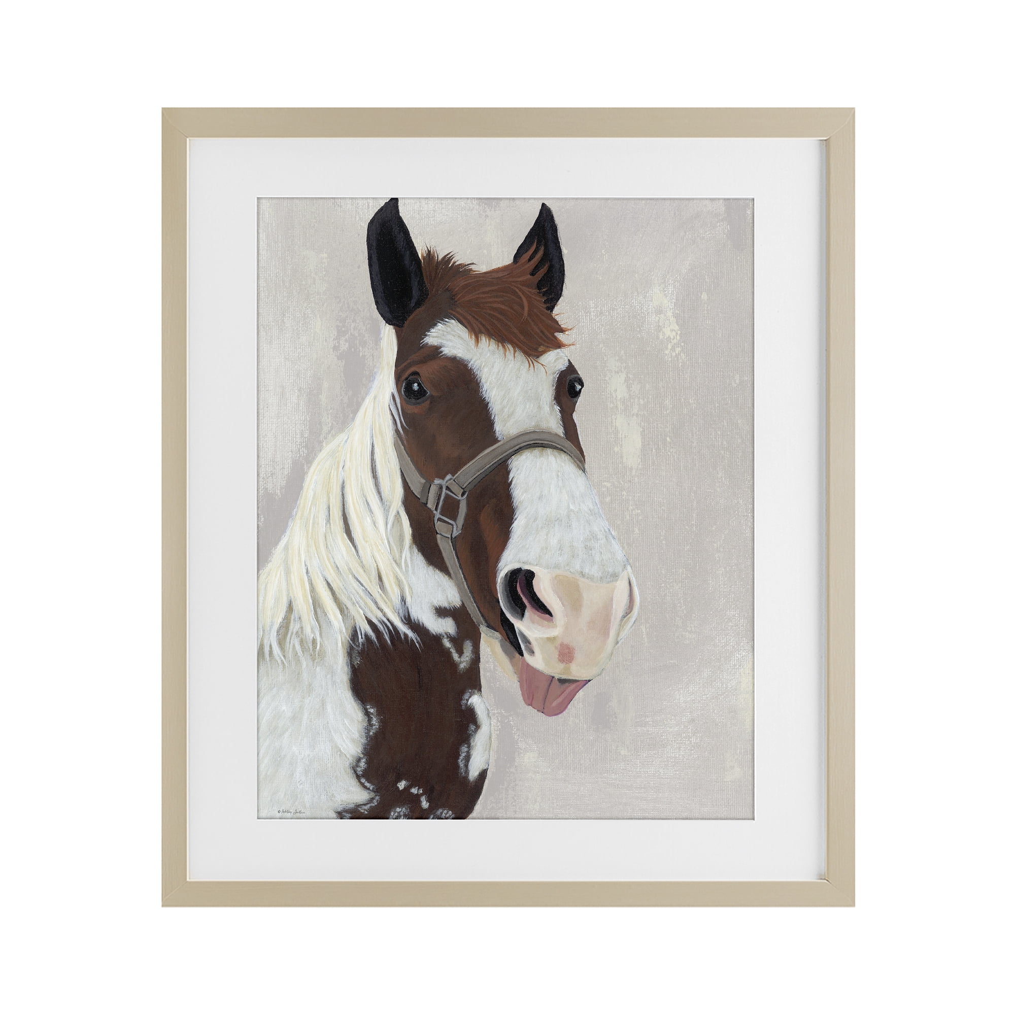 Stupell Industries Henry Horse Funny Tongue Birch Framed Print Under Glass, design by Ashley Justice