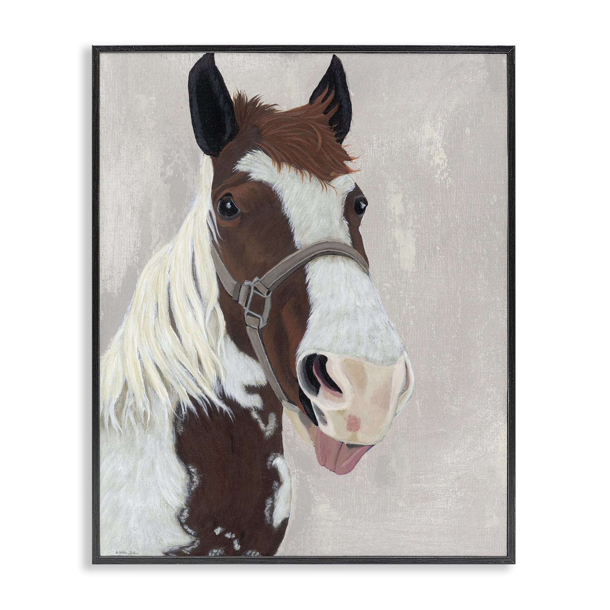 Stupell Industries Henry Horse Funny Tongue Black Framed Giclee Art, design by Ashley Justice
