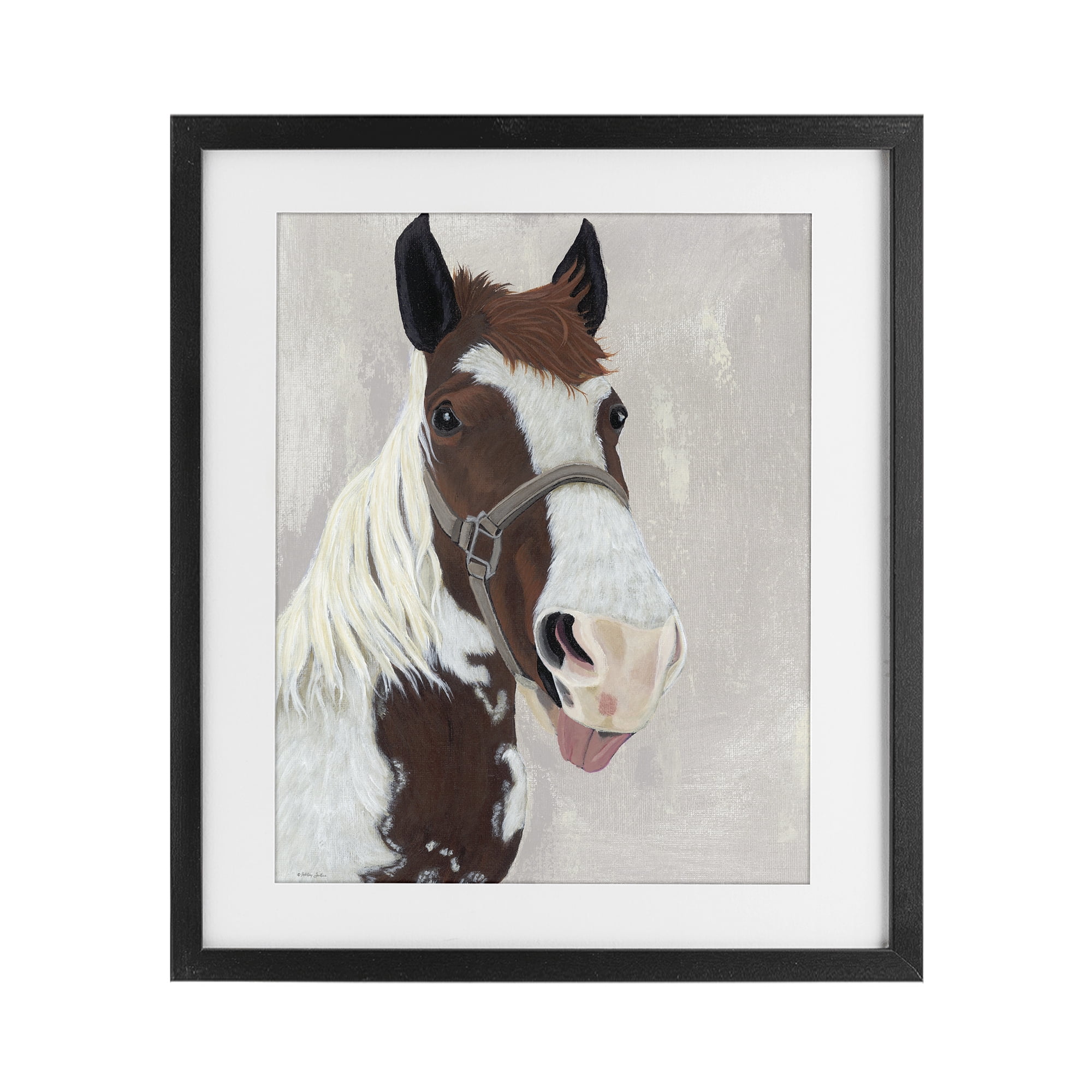 Stupell Industries Henry Horse Funny Tongue Black Framed Print Under Glass, design by Ashley Justice