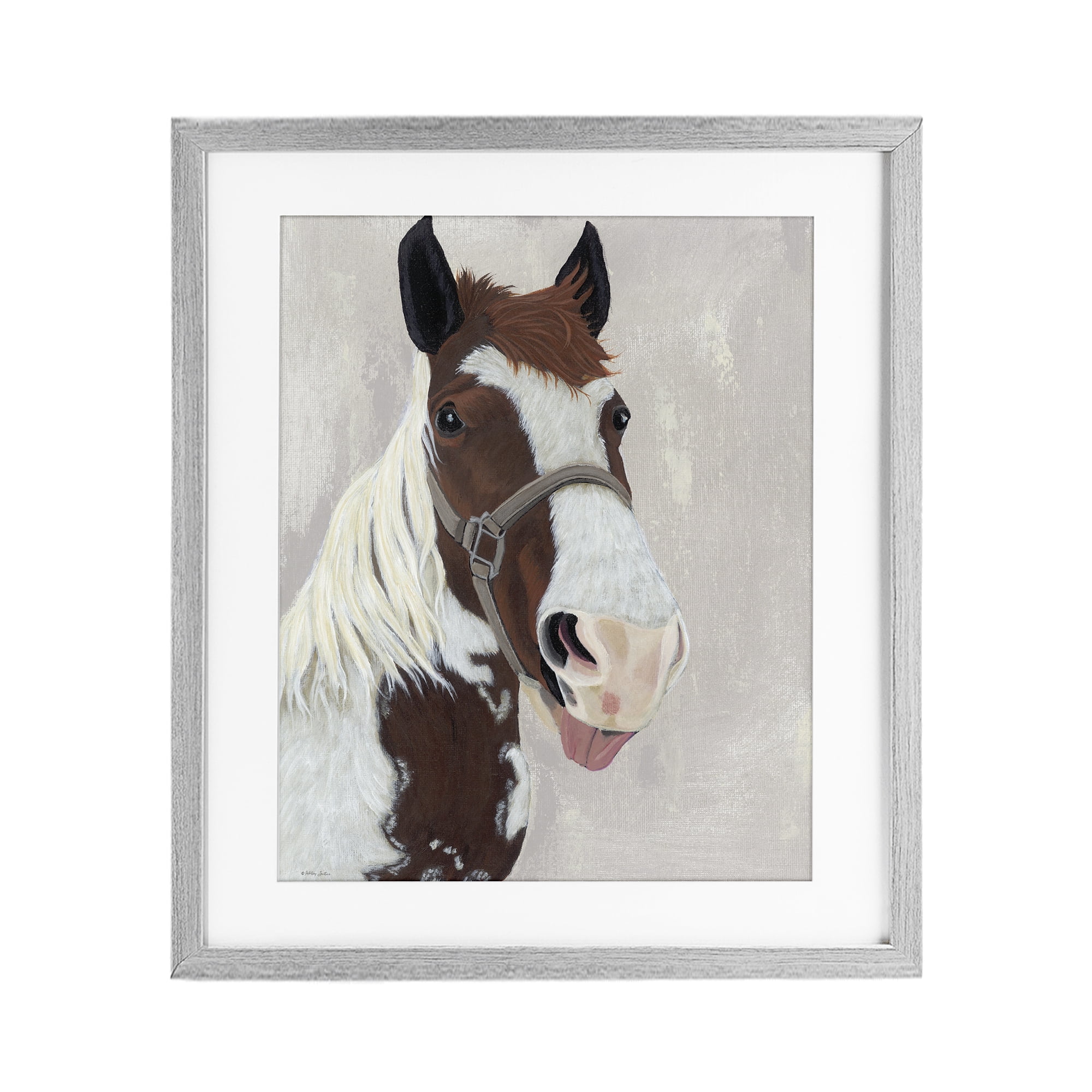 Stupell Industries Henry Horse Funny Tongue Gray Framed Print Under Glass, design by Ashley Justice