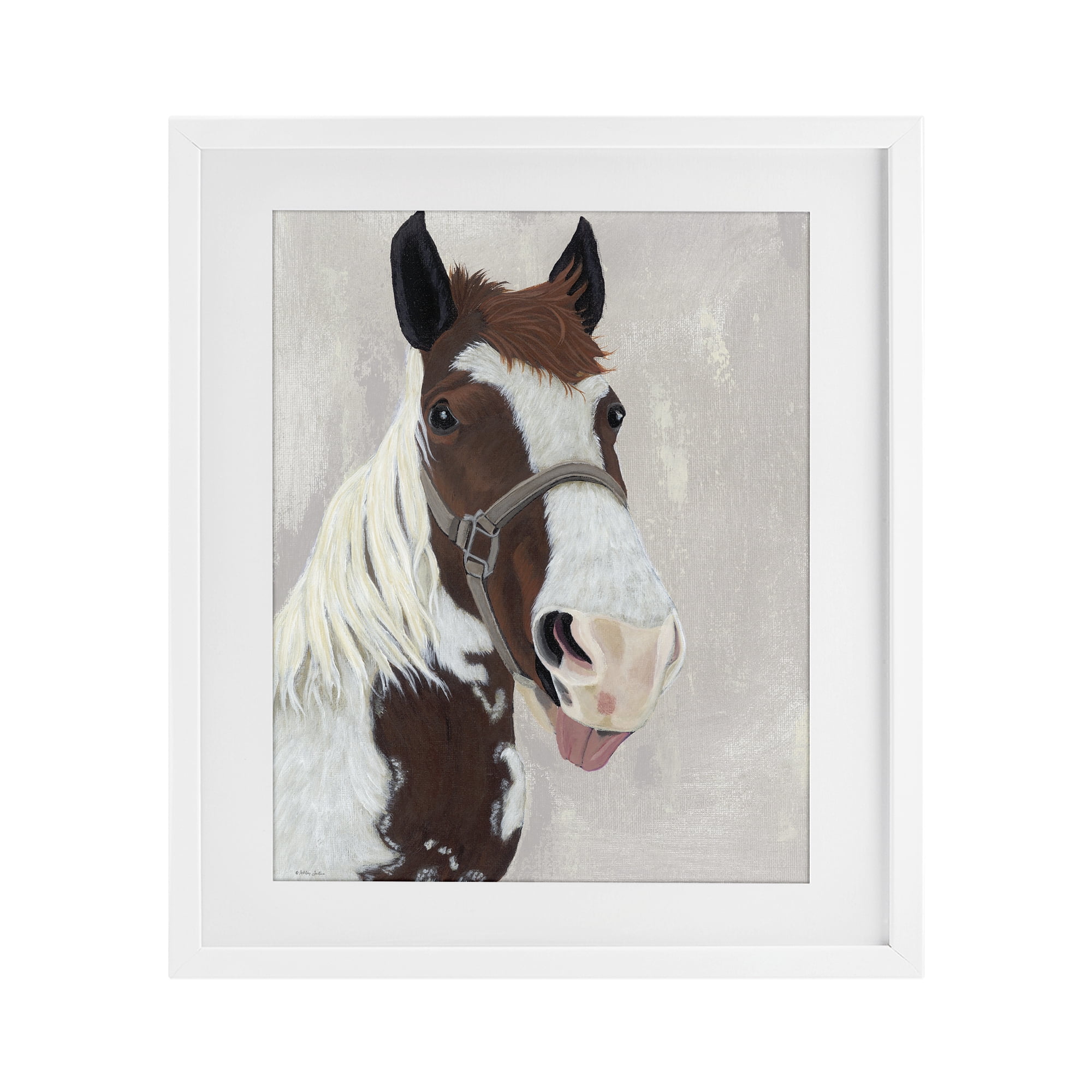 Stupell Industries Henry Horse Funny Tongue White Framed Print Under Glass, design by Ashley Justice