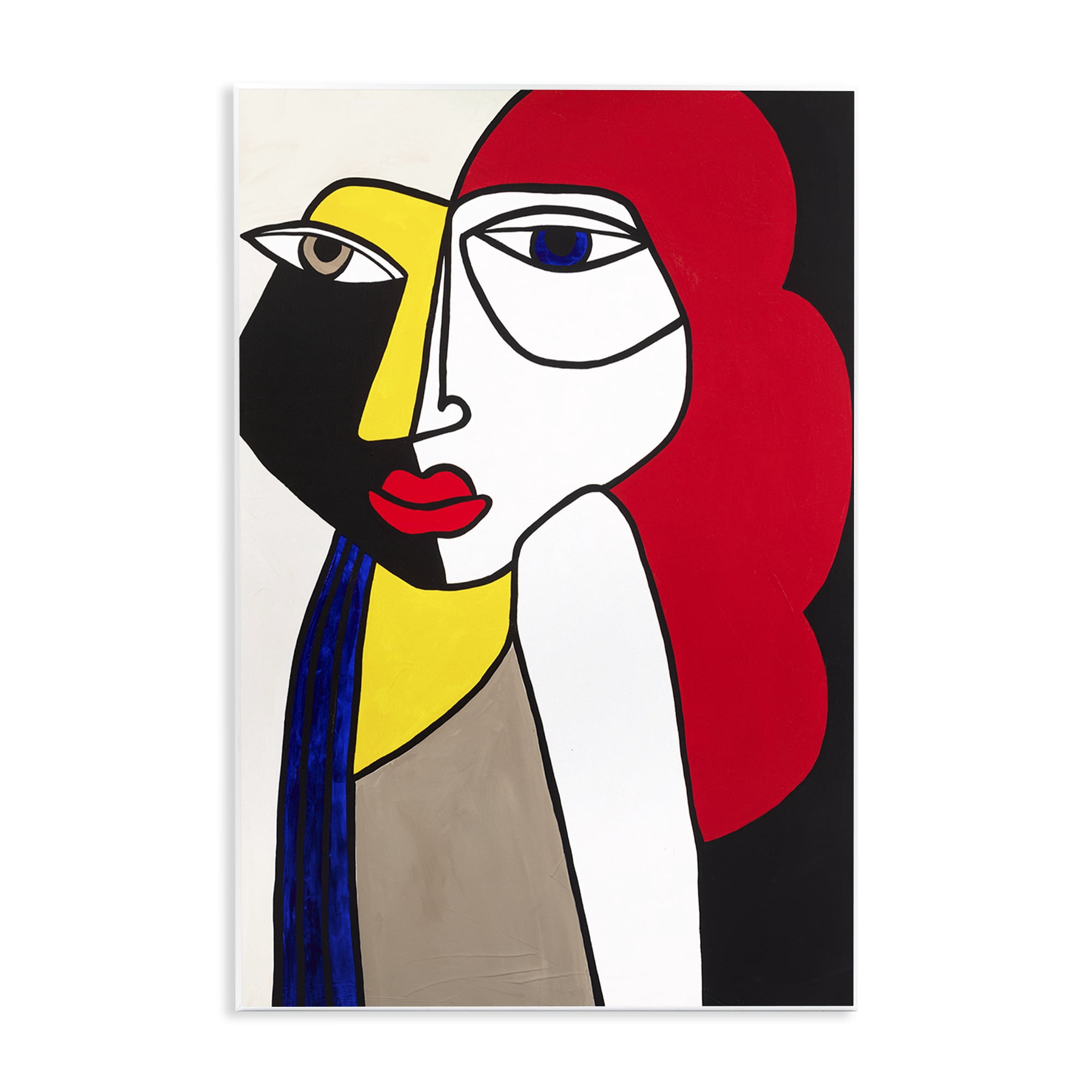 Stupell Industries Her Abstract Cubism Face People Painting Unframed Art Print Wall Art, 13 x 19