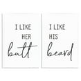 thumbnail image 1 of Stupell Industries Her Butt His Beard Funny Romantic Typography Painting Unframed Art Print Wall Art, 13 x 19, Set of 2, 1 of 7