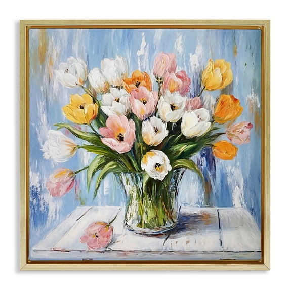 Stupell Industries Rustic Lodge Her Cottage Garden Tulips Gold Floating Frame Canvas Art, 25 x 25, by Tina LeCour