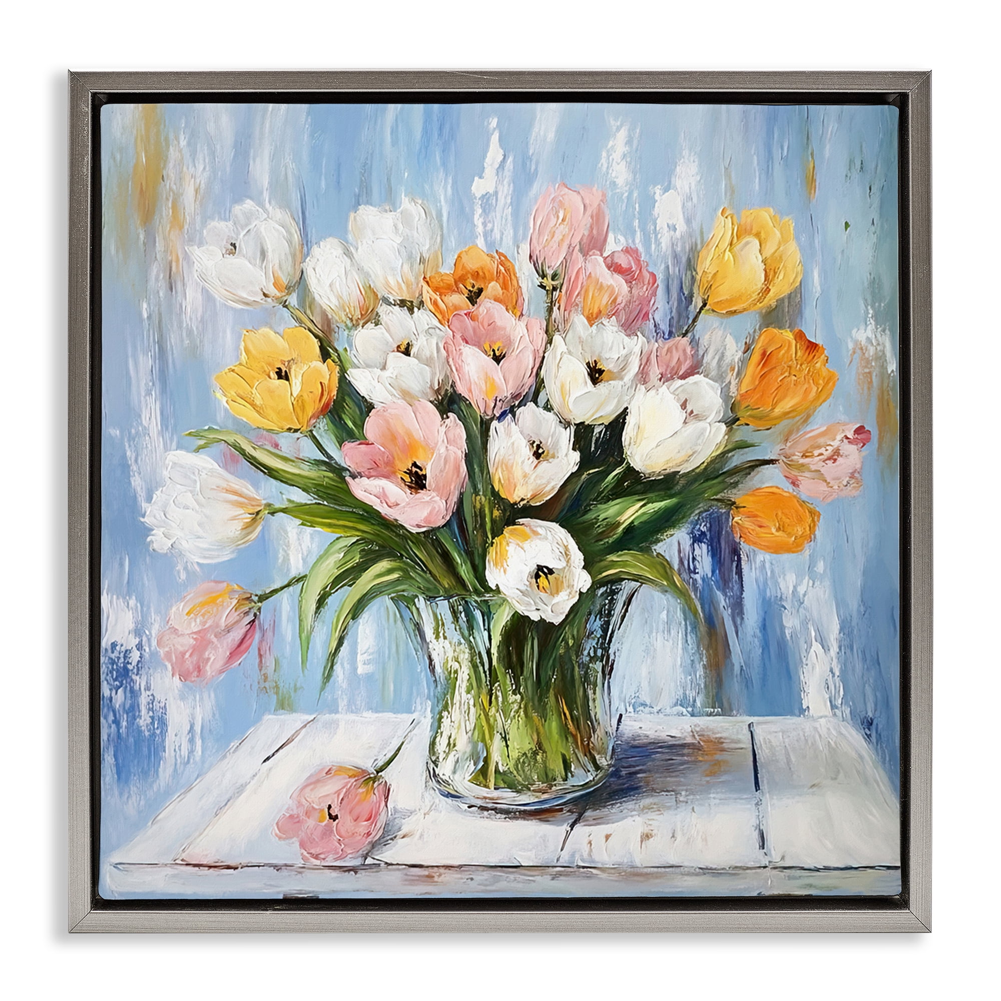 Stupell Industries Her Cottage Garden Tulips Gray Framed Floater Canvas Wall Art, design by Tina LeCour