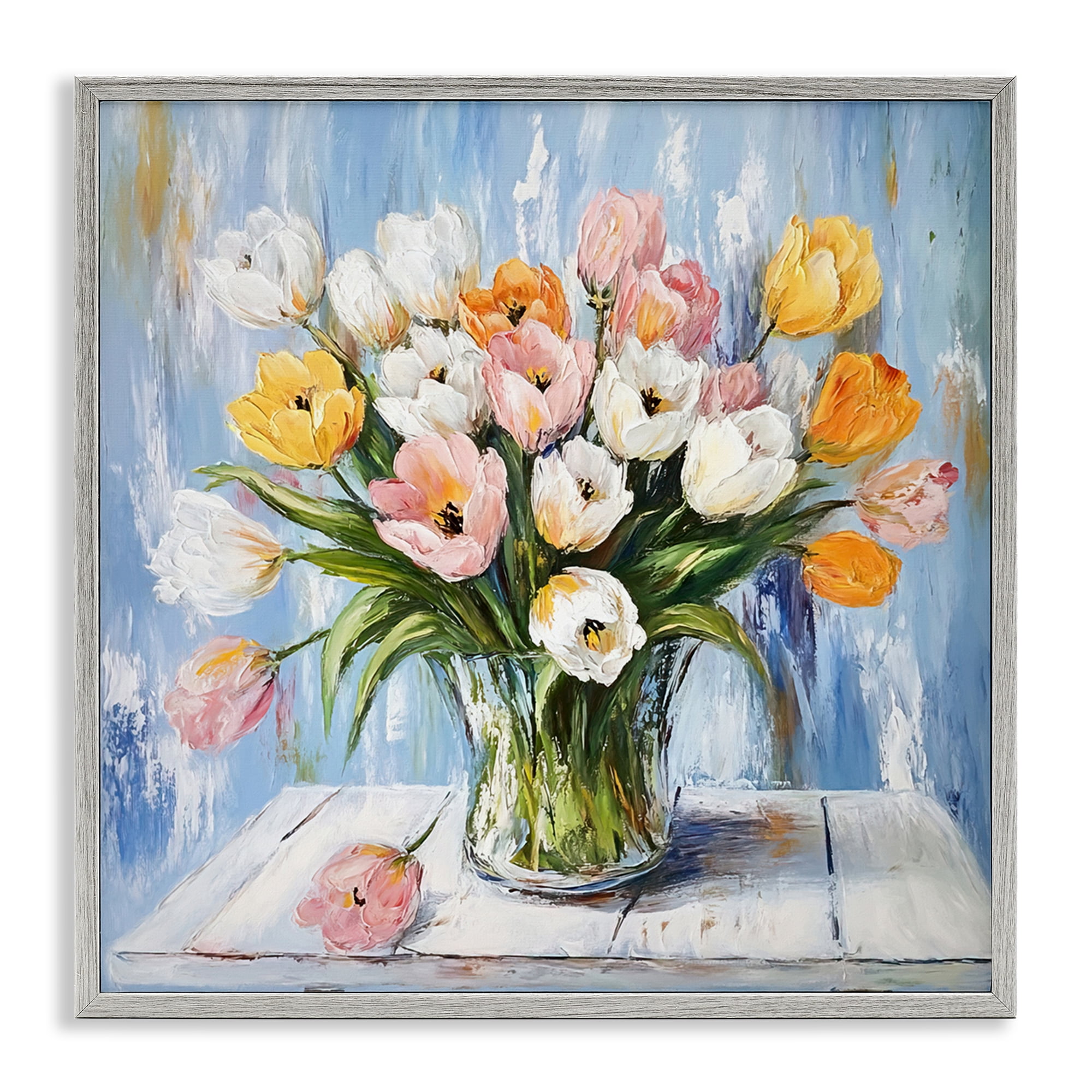 Stupell Industries Her Cottage Garden Tulips Gray Framed Giclee Art, design by Tina LeCour