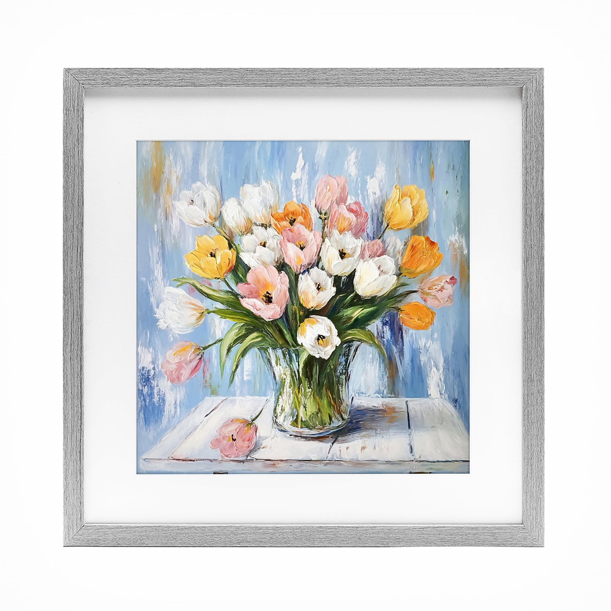 Stupell Industries Her Cottage Garden Tulips Gray Framed Print Under Glass, design by Tina LeCour