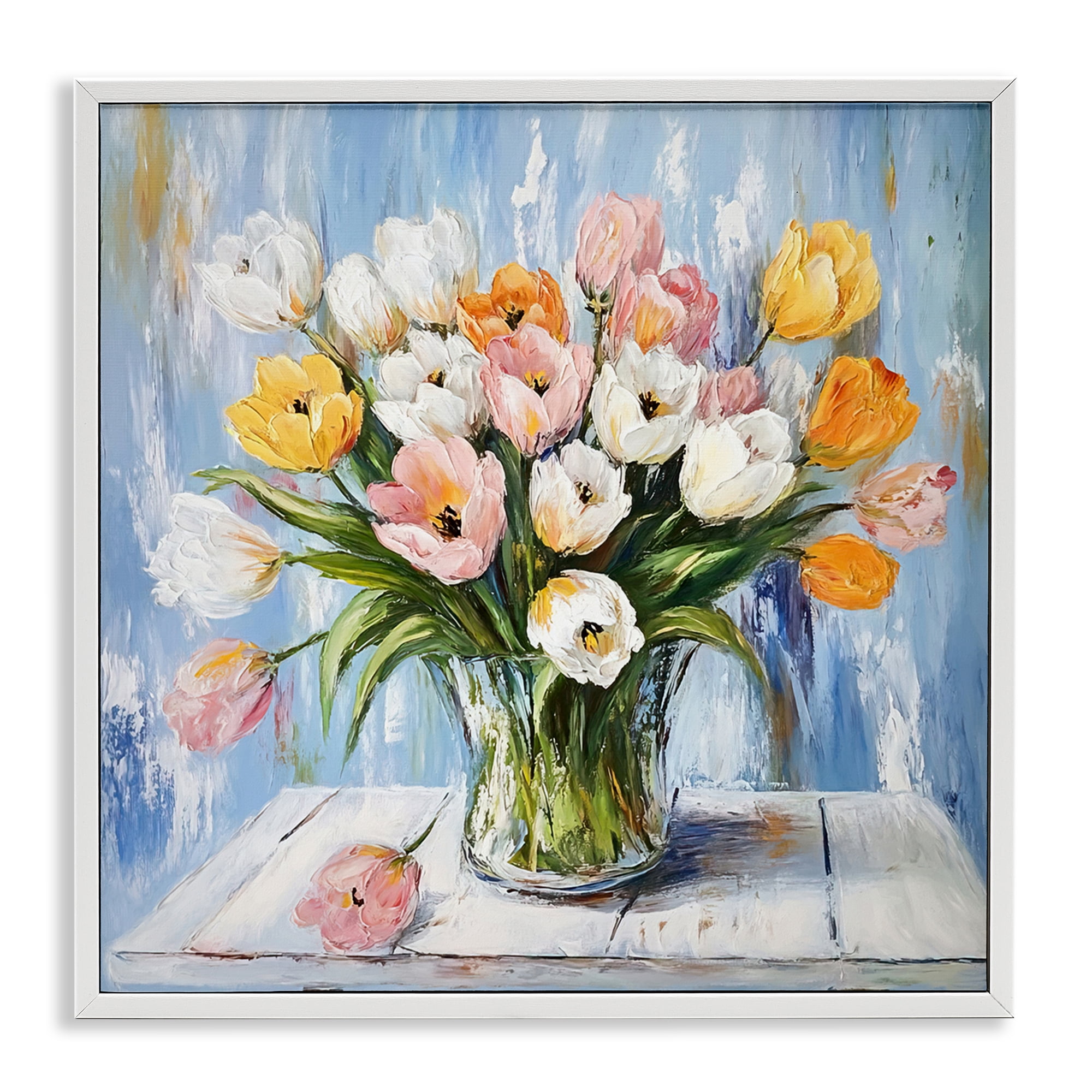 Stupell Industries Her Cottage Garden Tulips White Framed Giclee Art, design by Tina LeCour