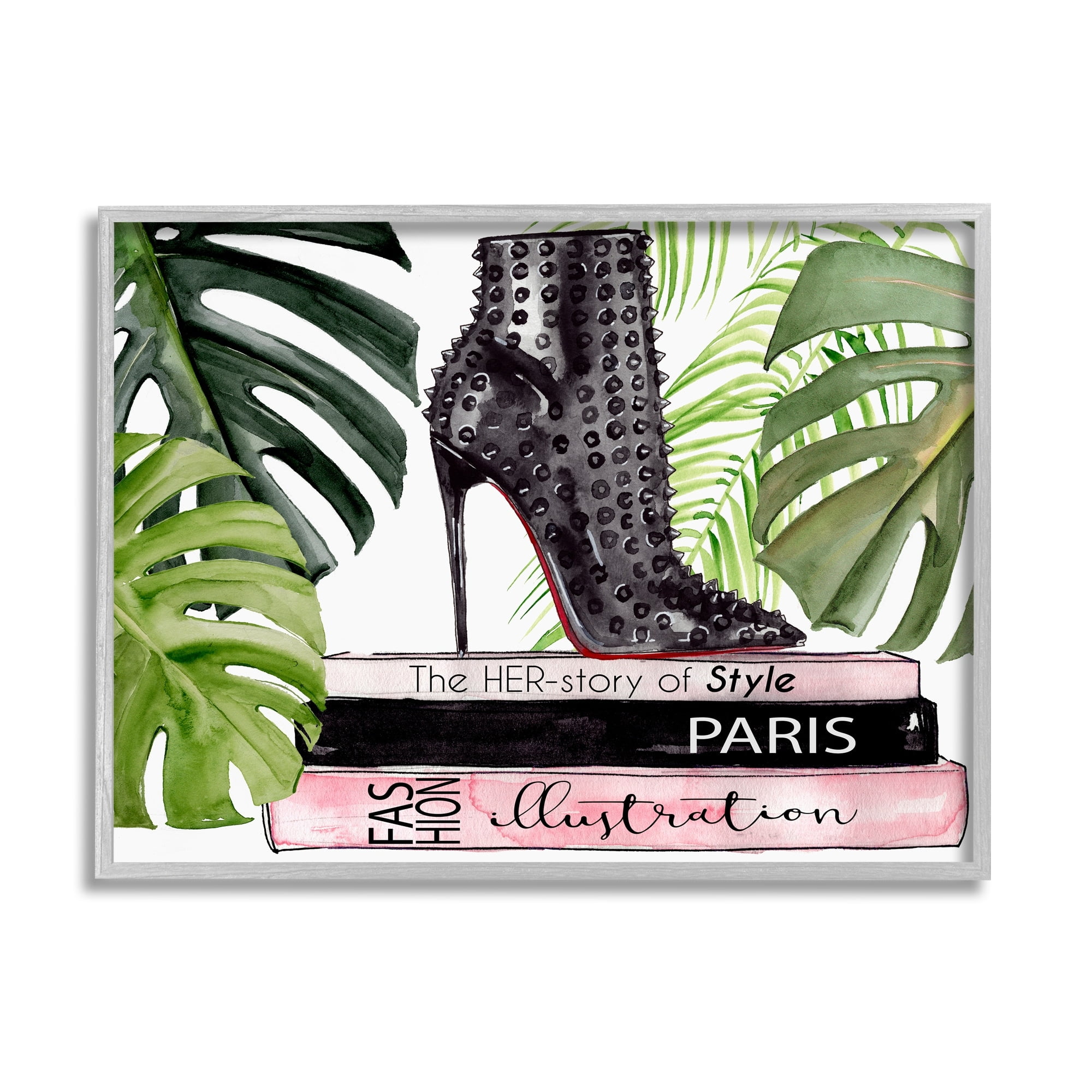 Stupell Industries Her-story of Style Phrase Glam Fashion Book Stack, 30 x 24,Design by Jennifer Paxton Parker
