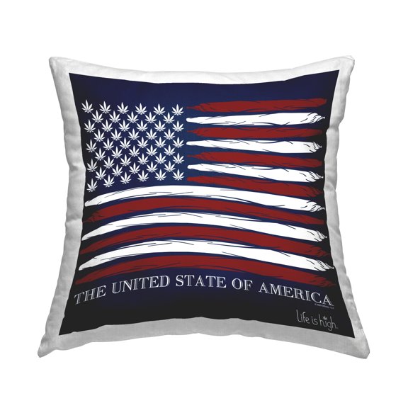 Stupell Industries Herb America Flag Decorative Printed Throw Pillow Design by Higher Learning/Life Is High.