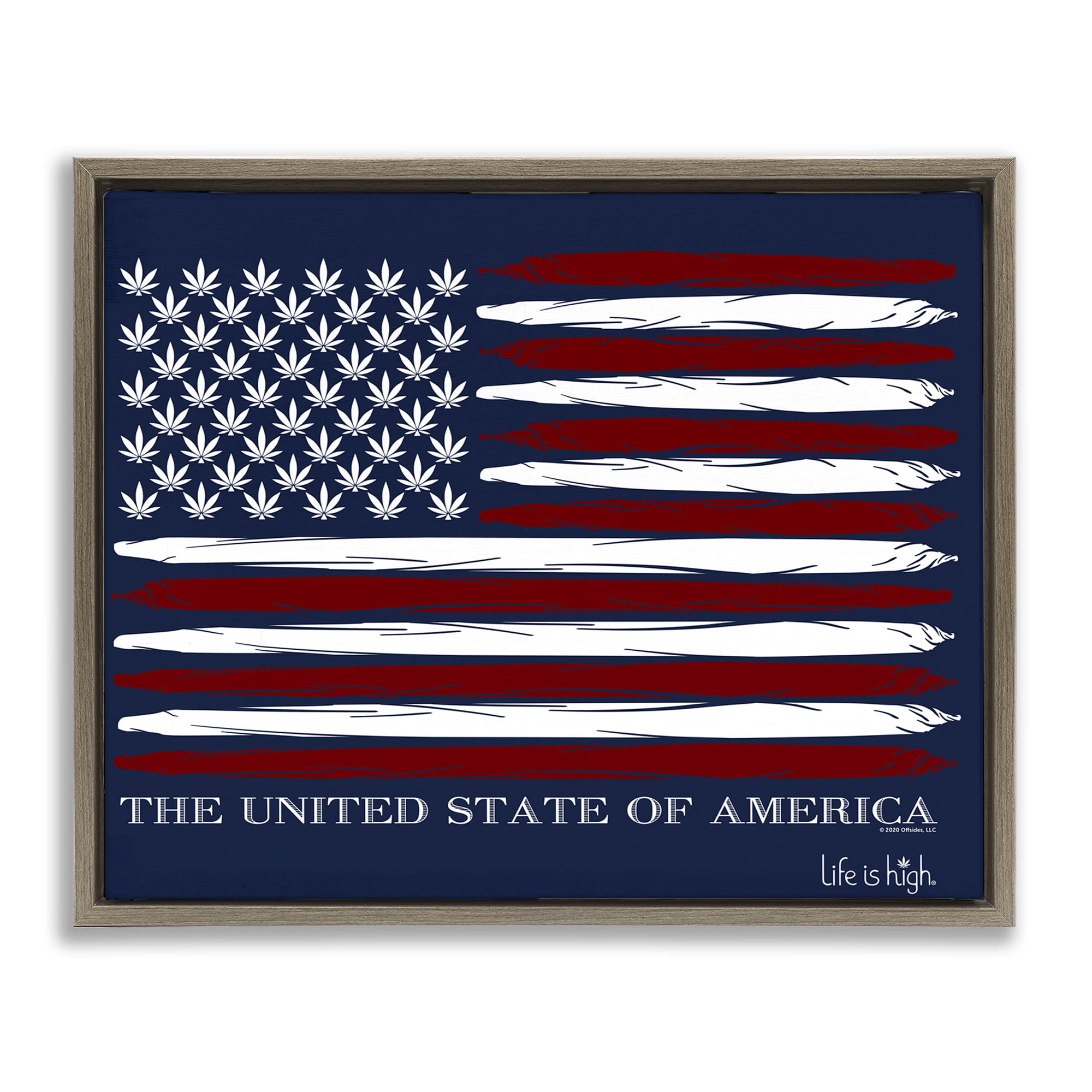 Stupell Industries Herb America Flag Novelty & Humor Painting Brown Floater Framed Canvas Art Print Wall Art, 21 x 17