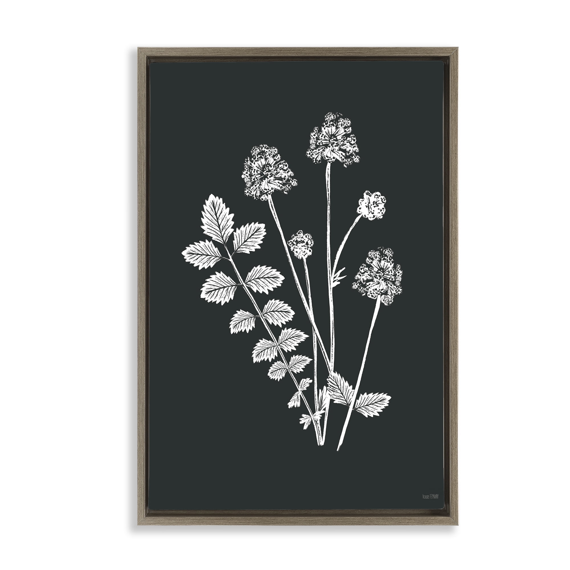 Stupell Industries Herb Bunches Impression Botanical & Floral Painting Brown Floater Framed Art Print Wall Art, 21 x 31