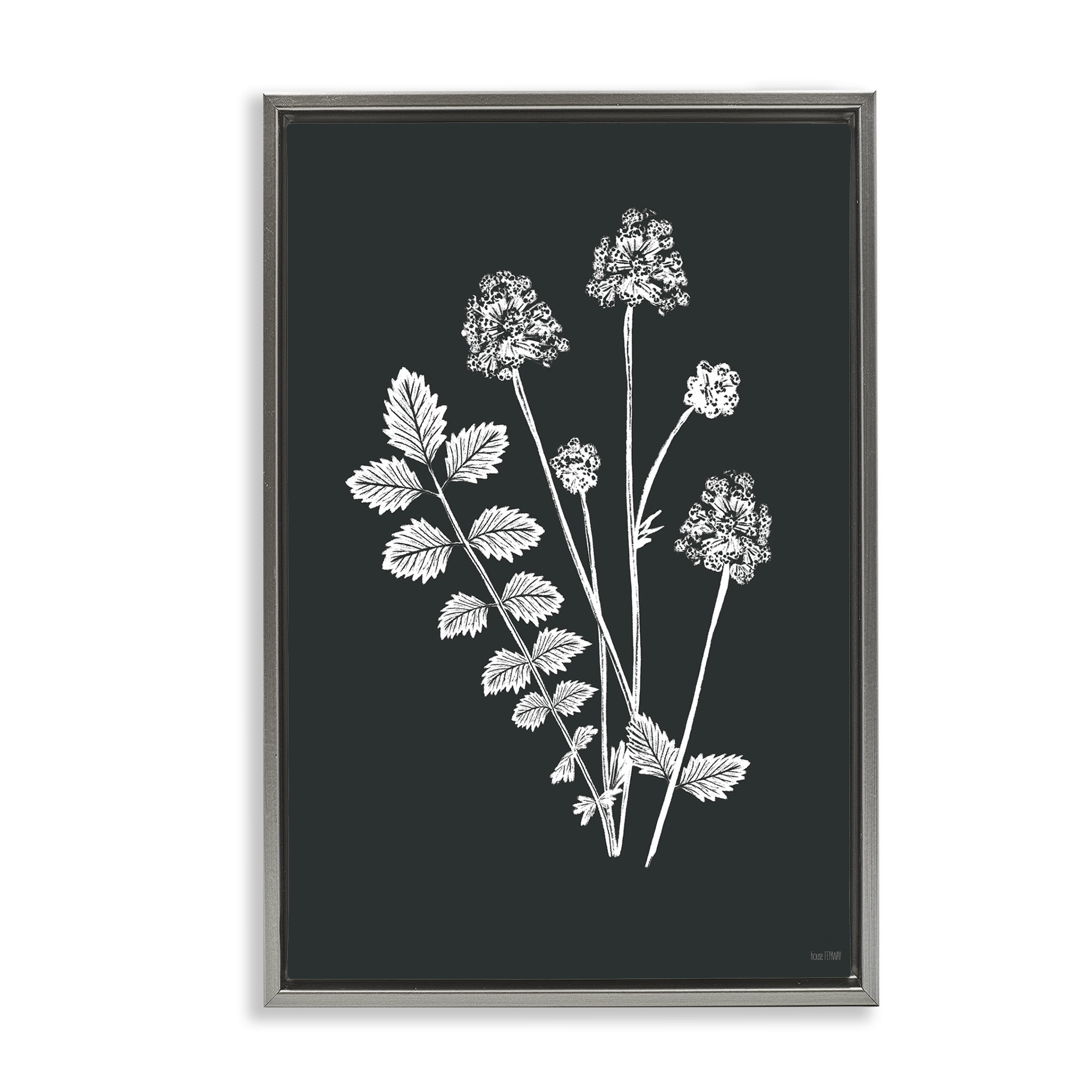 Stupell Industries Herb Bunches Impression Botanical & Floral Painting Gray Floater Framed Art Print Wall Art, 21 x 31
