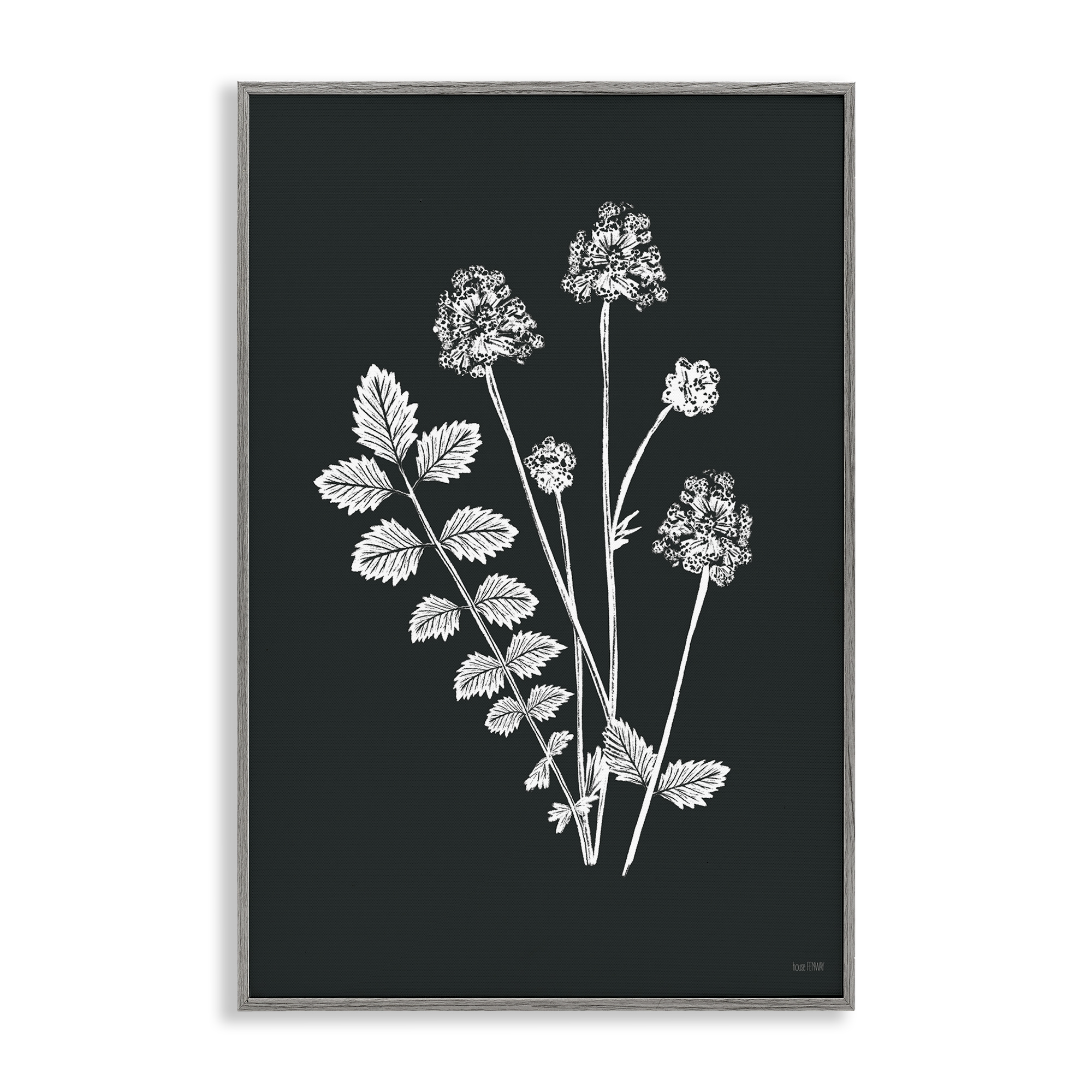 Stupell Industries Herb Bunches Impression Botanical & Floral Painting Gray Framed Art Print Wall Art, 12 x 18