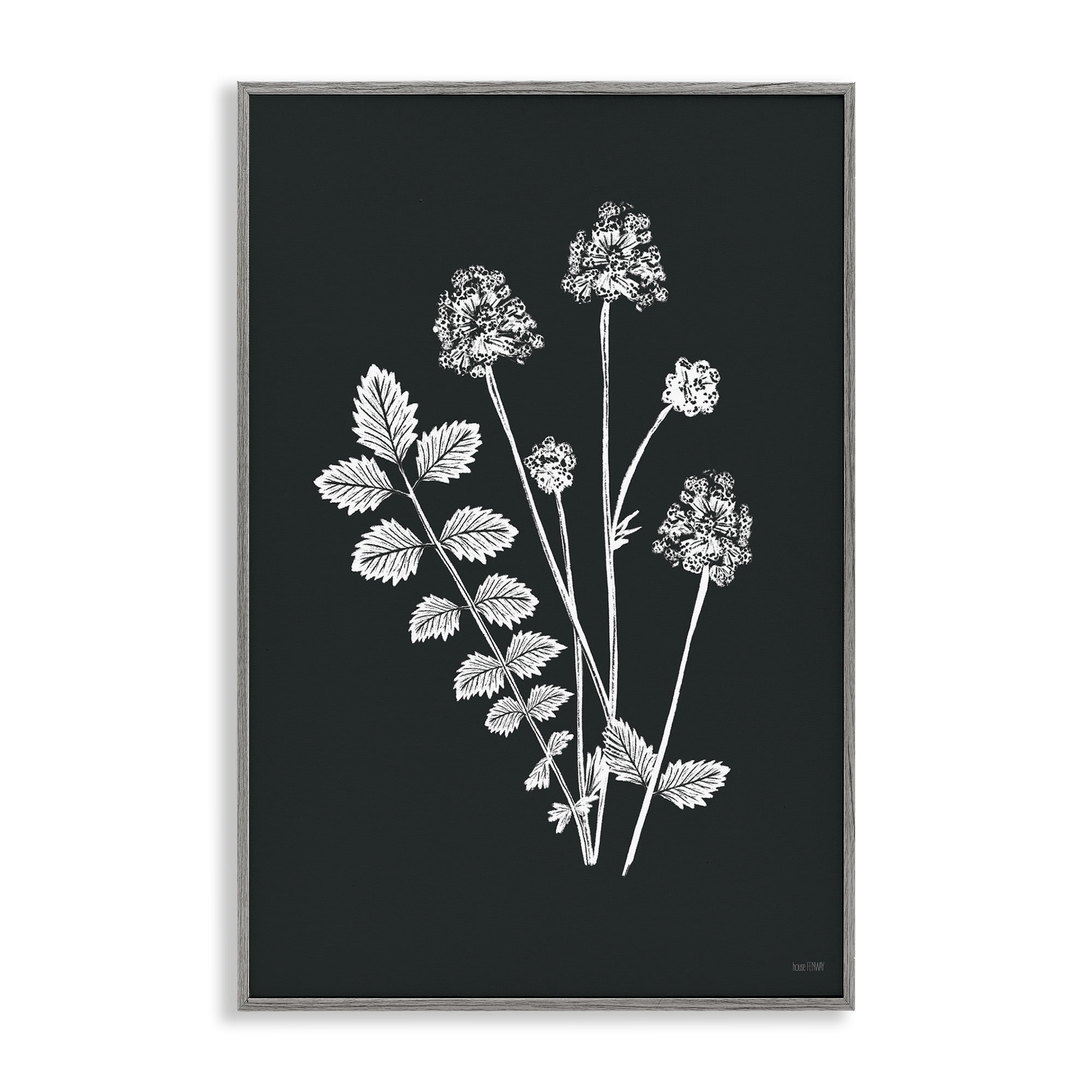 Stupell Industries Herb Bunches Impression Botanical & Floral Painting Gray Framed Art Print Wall Art, 16 x 24