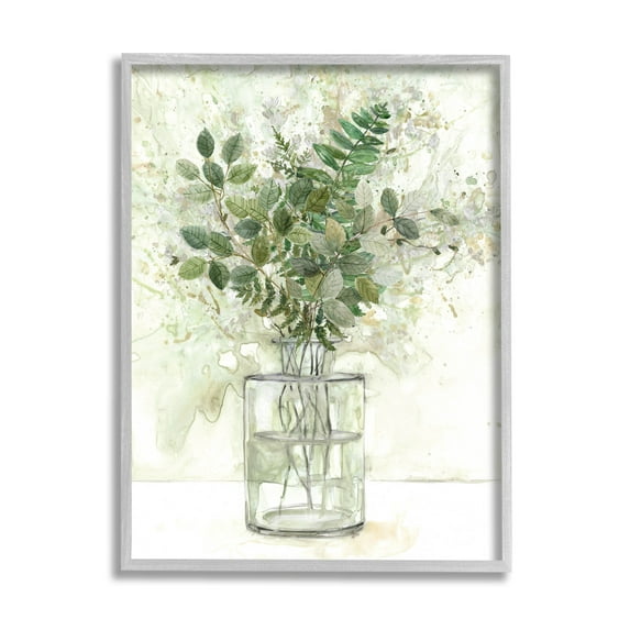Stupell Industries Herb Plant Arrangement Vase Graphic Art Gray Framed Art Print Wall Art, Design by Carol Robinson