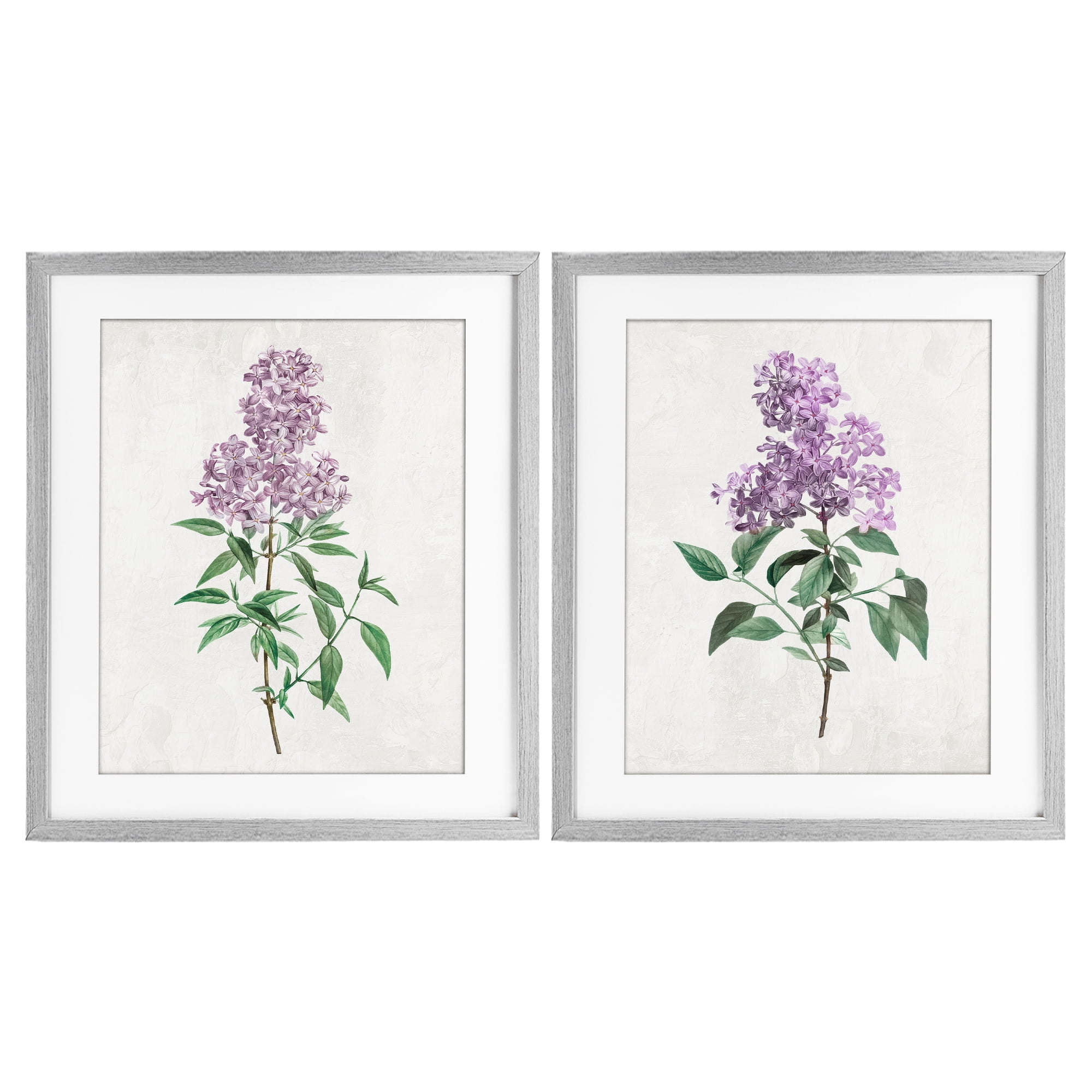 Stupell Industries Herbaceous Lilac Blooms 2 Piece Gray Framed Print Under Glass Set, design by Kim Allen
