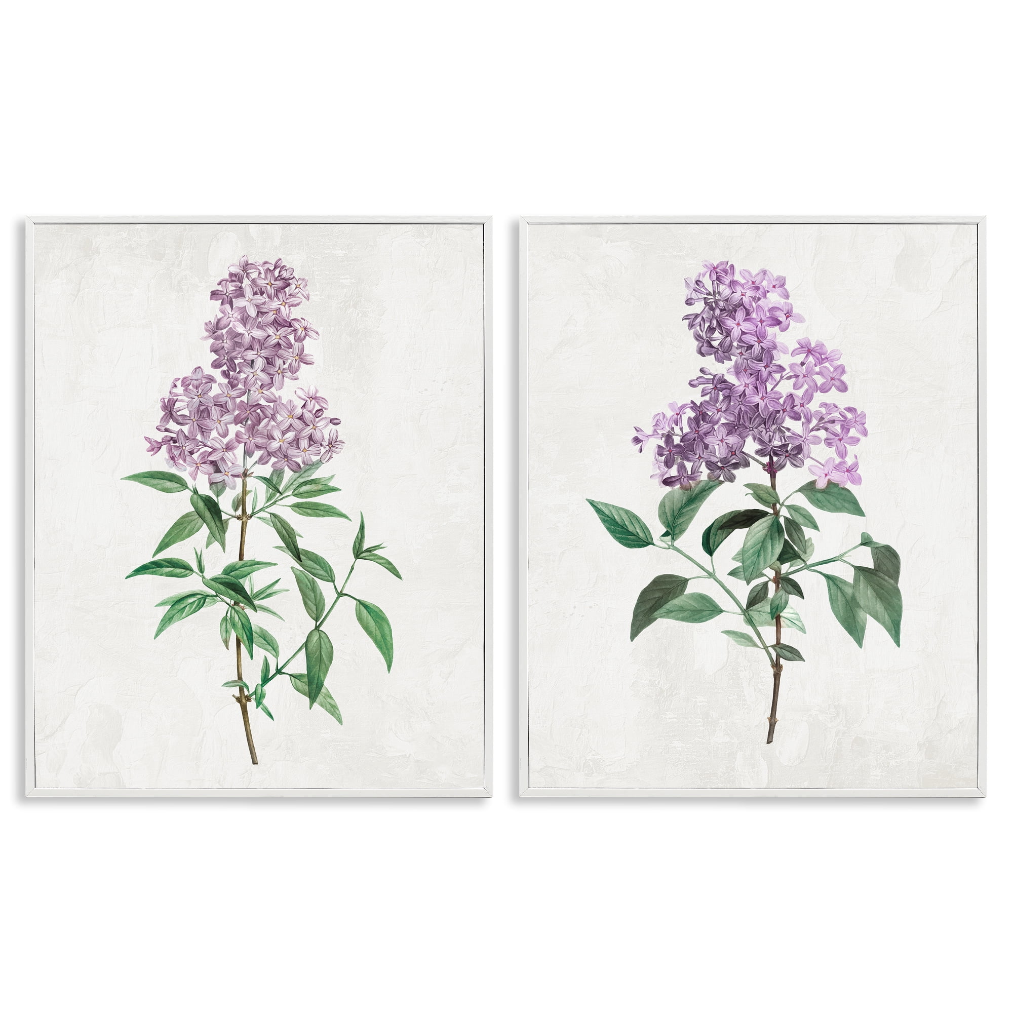 Stupell Industries Herbaceous Lilac Blooms 2 Piece White Framed Giclee Art Set, design by Kim Allen