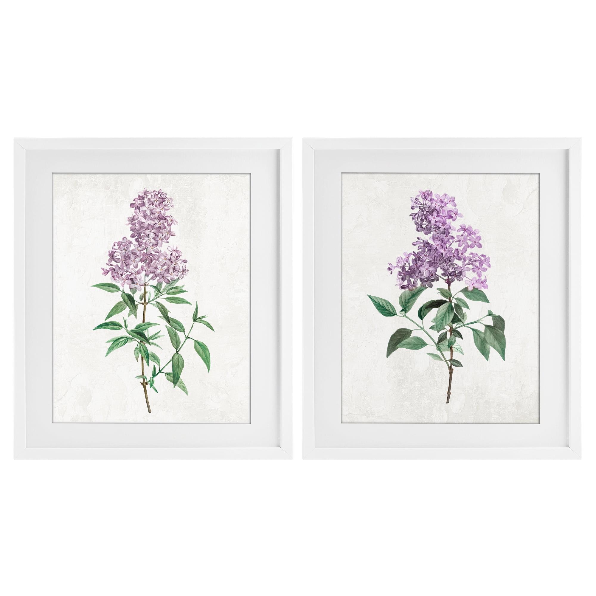 Stupell Industries Herbaceous Lilac Blooms 2 Piece White Framed Print Under Glass Set, design by Kim Allen