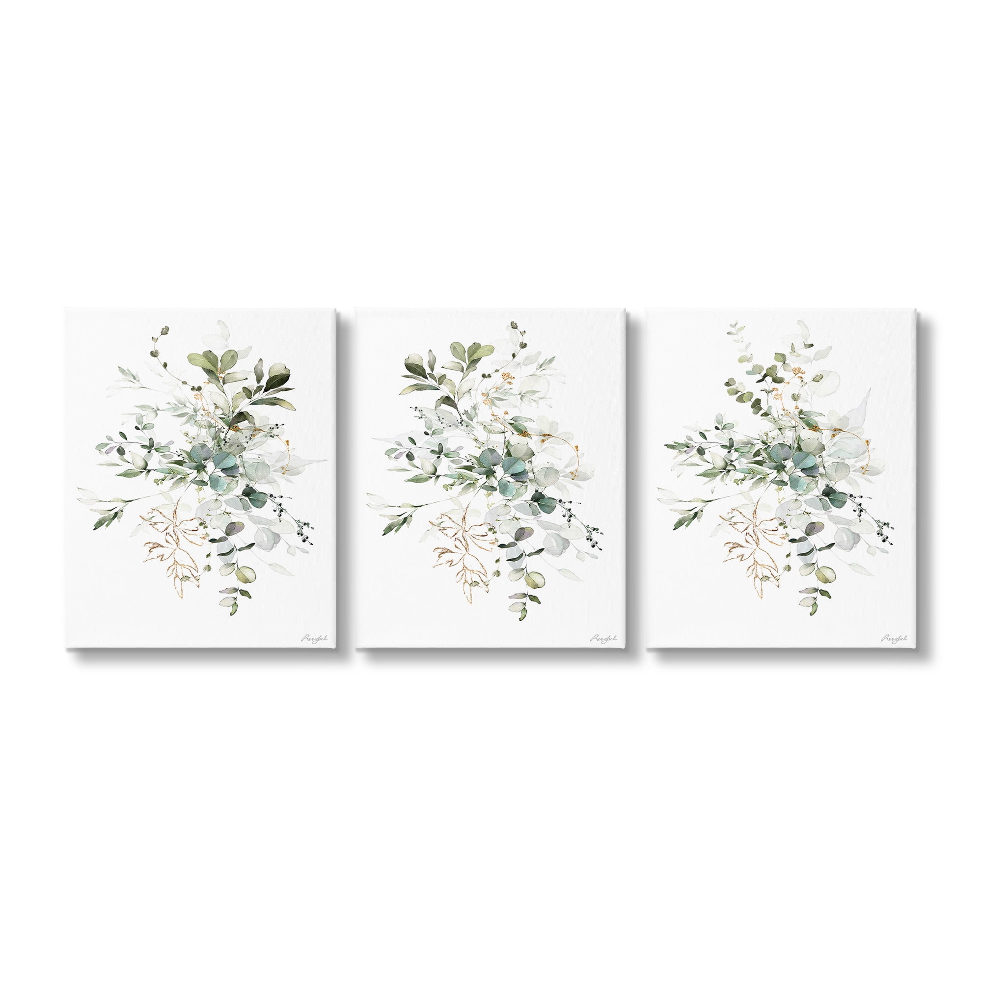 Stupell Industries Herbal Botanicals Pattern Botanical & Floral Painting Gallery Wrapped Canvas Art Print Wall Art, 24 x 30, Set of 3